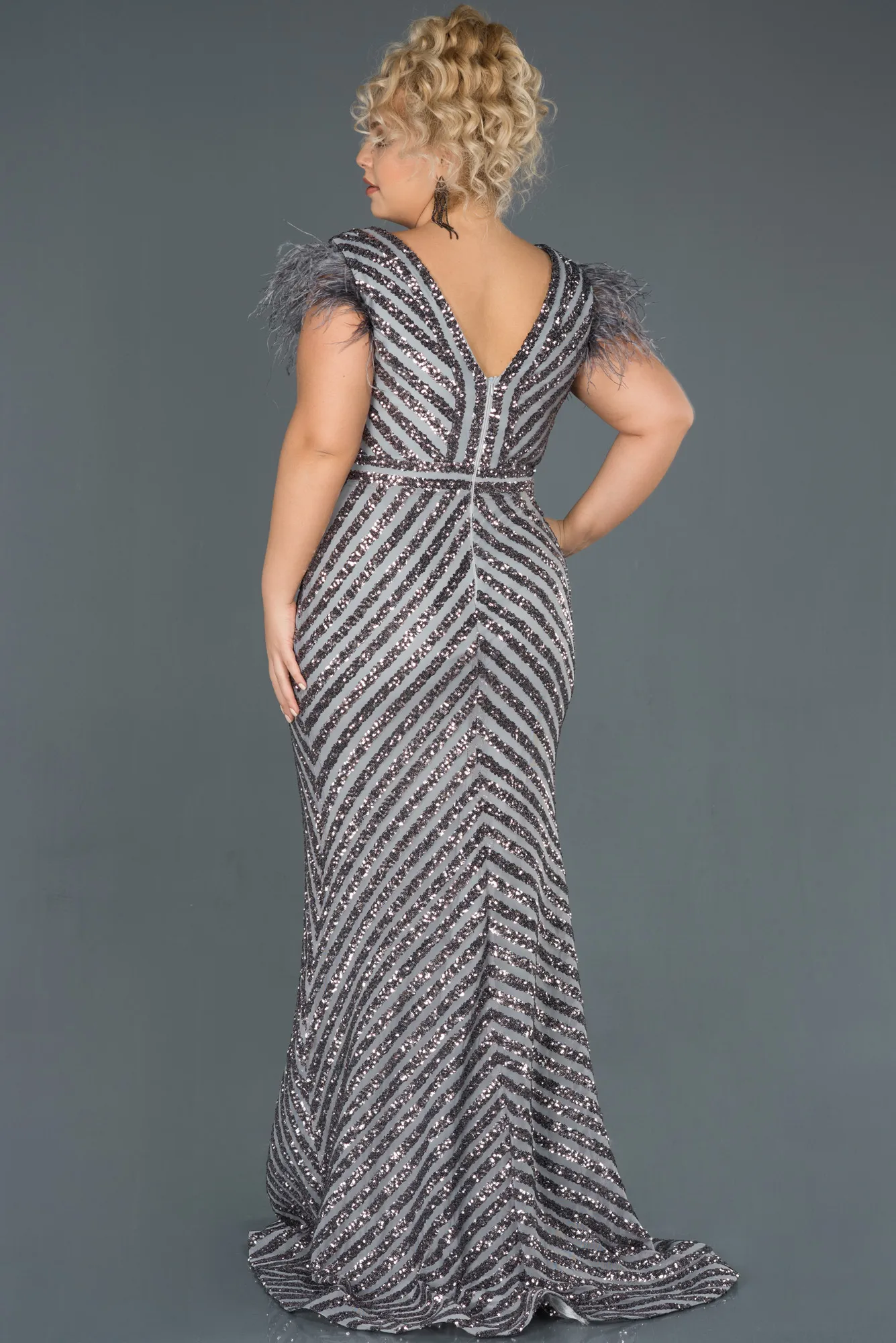 Anthracite-Long Evening Dress ABU1044