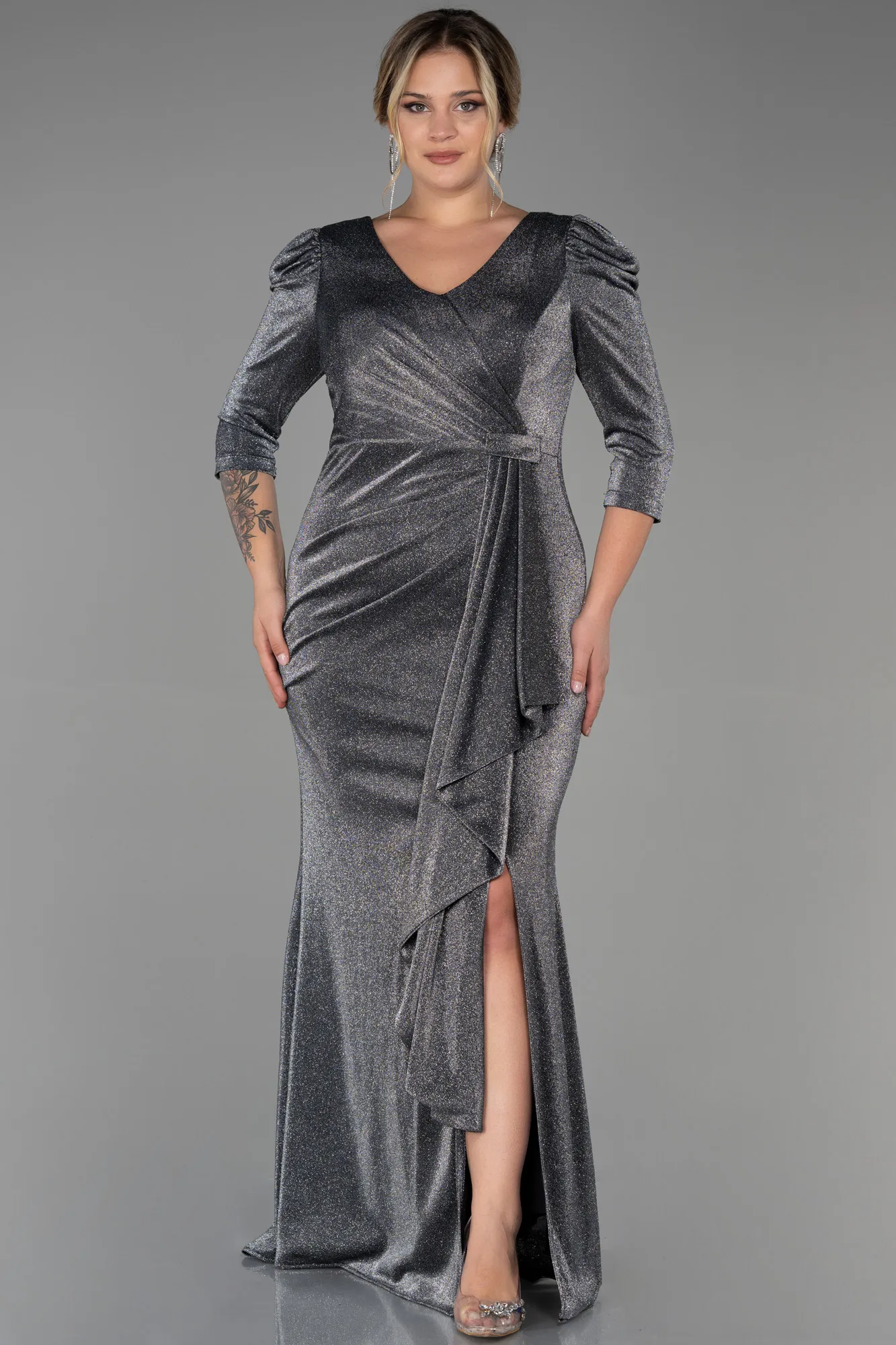 Anthracite-Long Evening Dress ABU2802