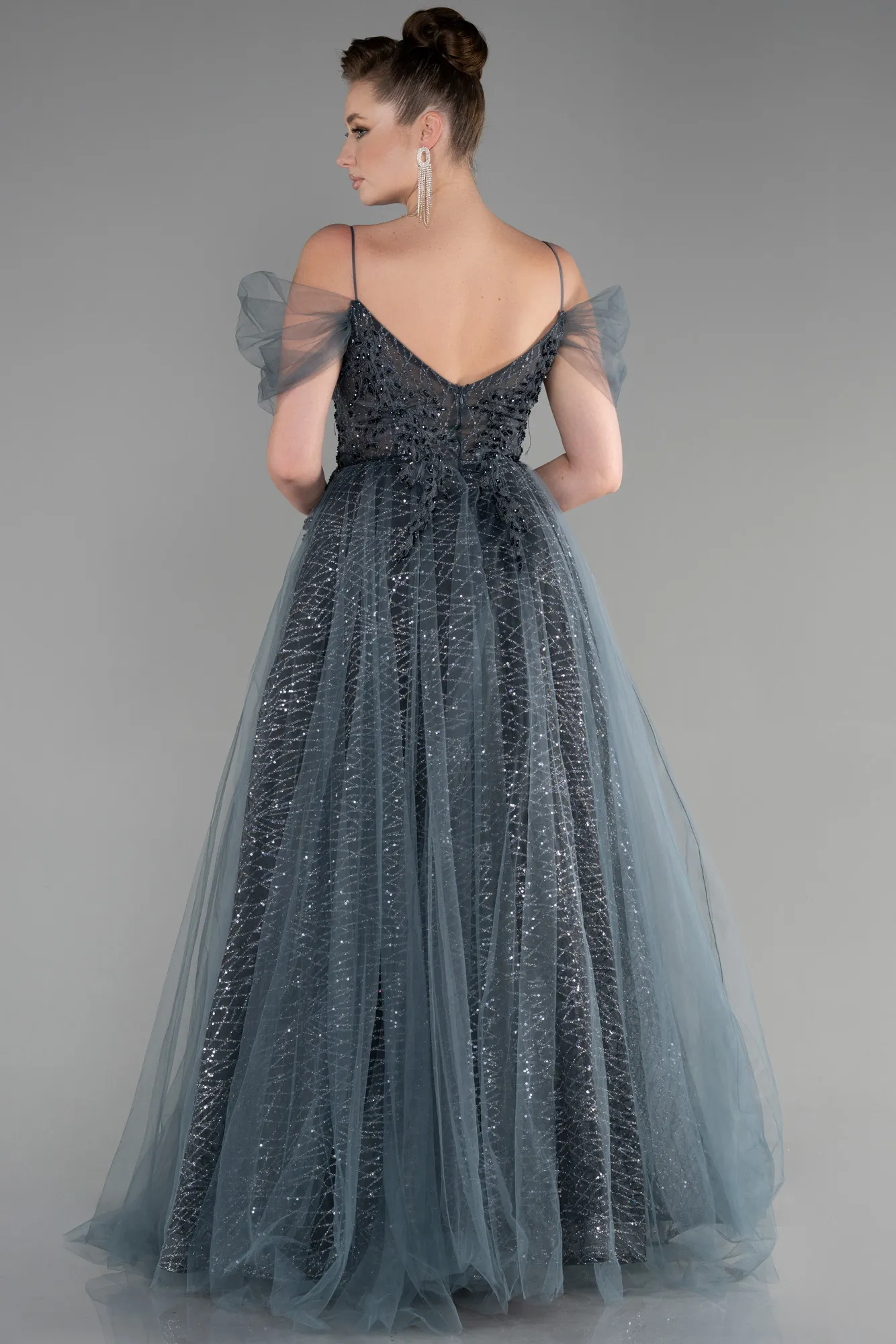 Anthracite-Long Evening Dress ABU2805