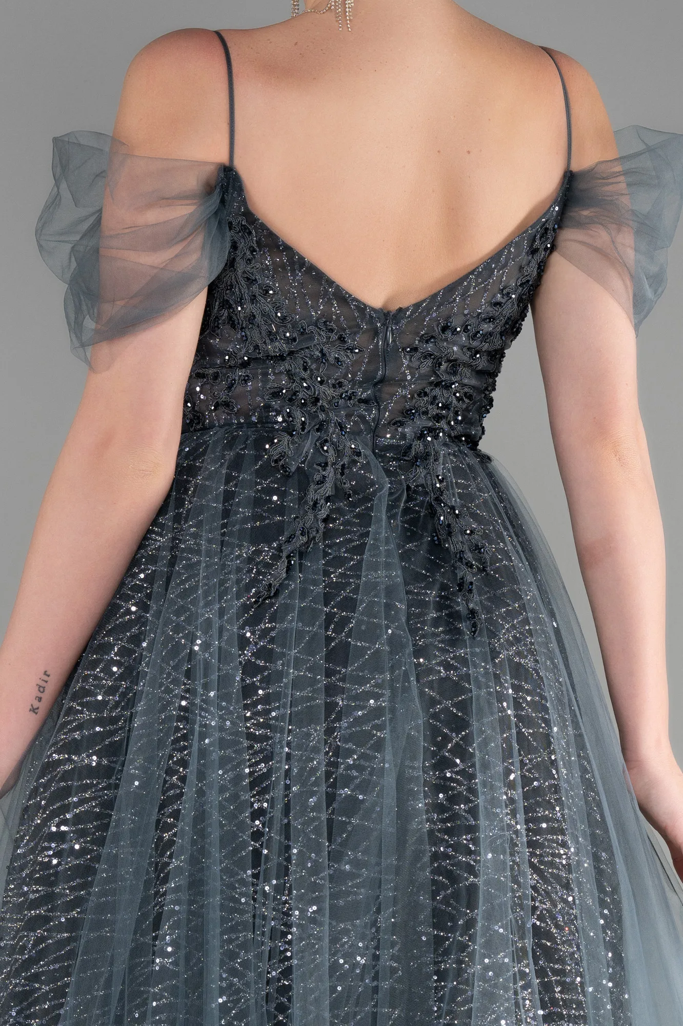 Anthracite-Long Evening Dress ABU2805