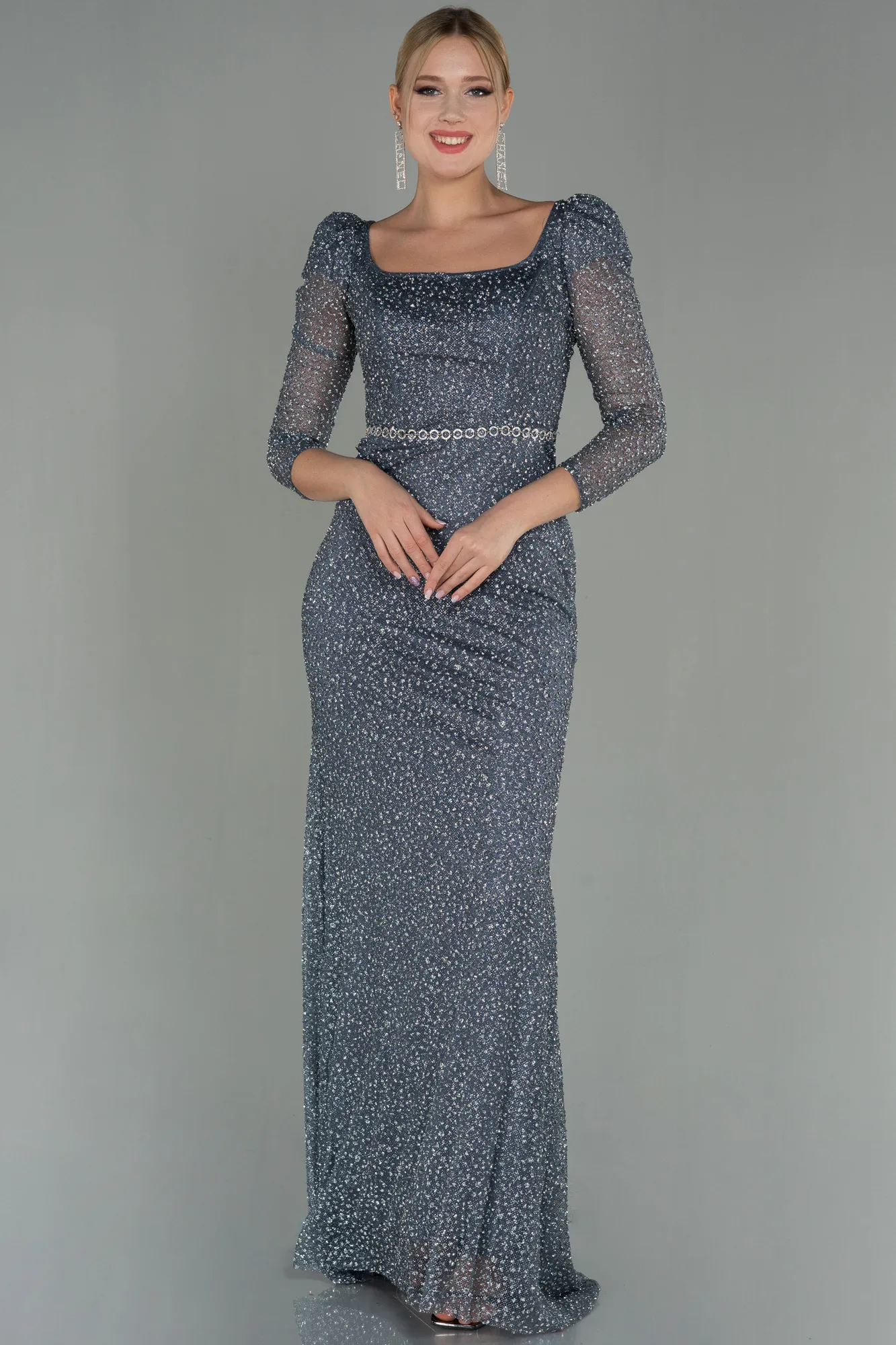 Anthracite-Long Evening Dress ABU2996