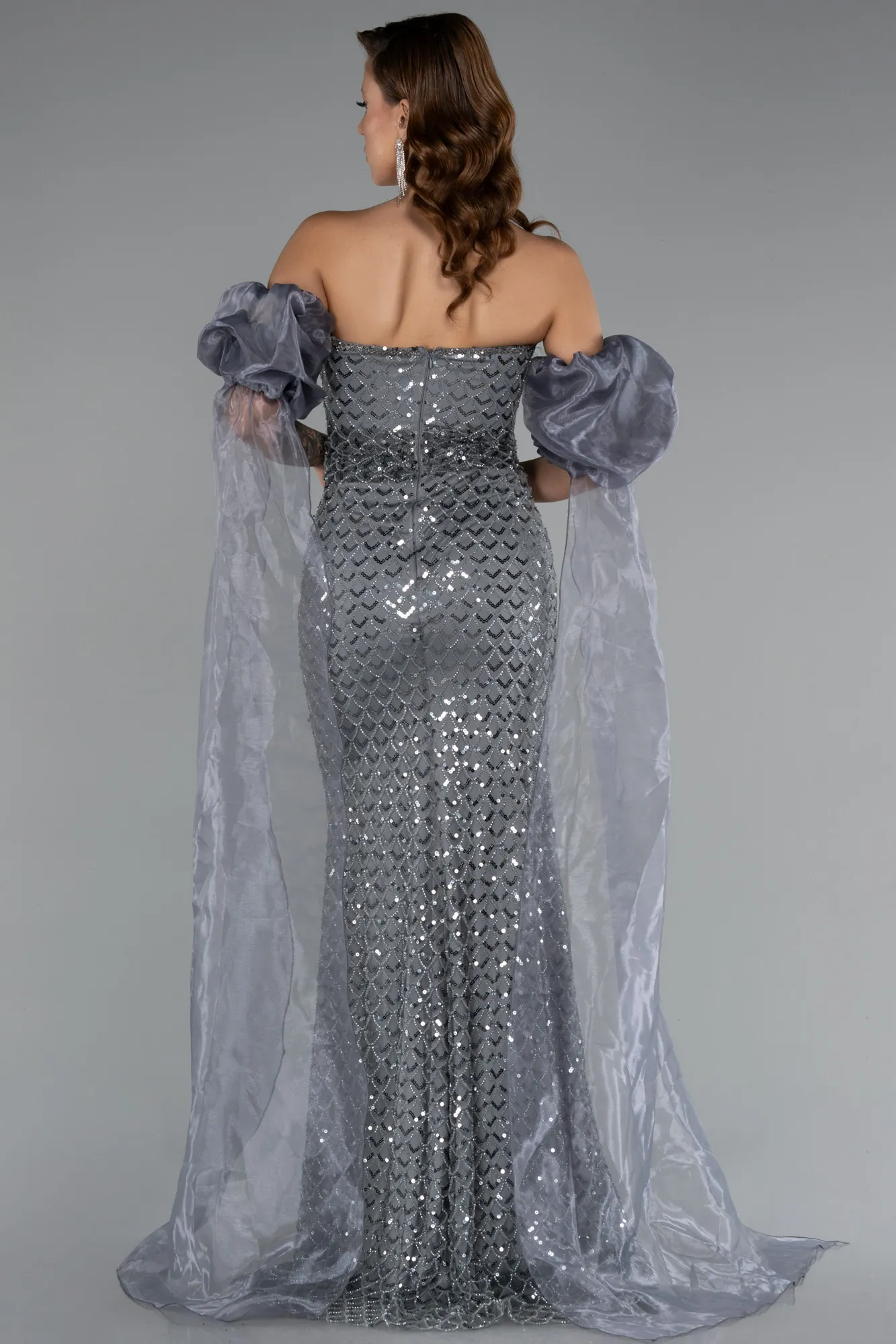 Anthracite-Long Evening Dress ABU5100