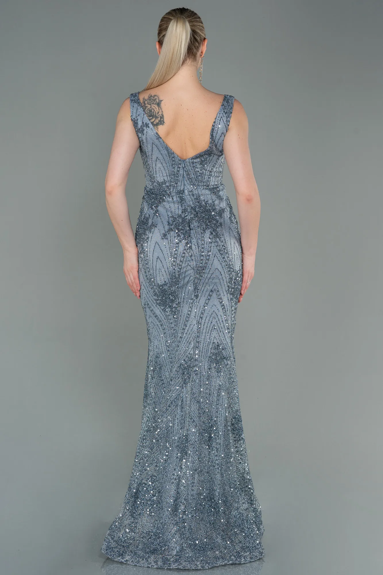 Anthracite-Long Mermaid Prom Dress ABU3178
