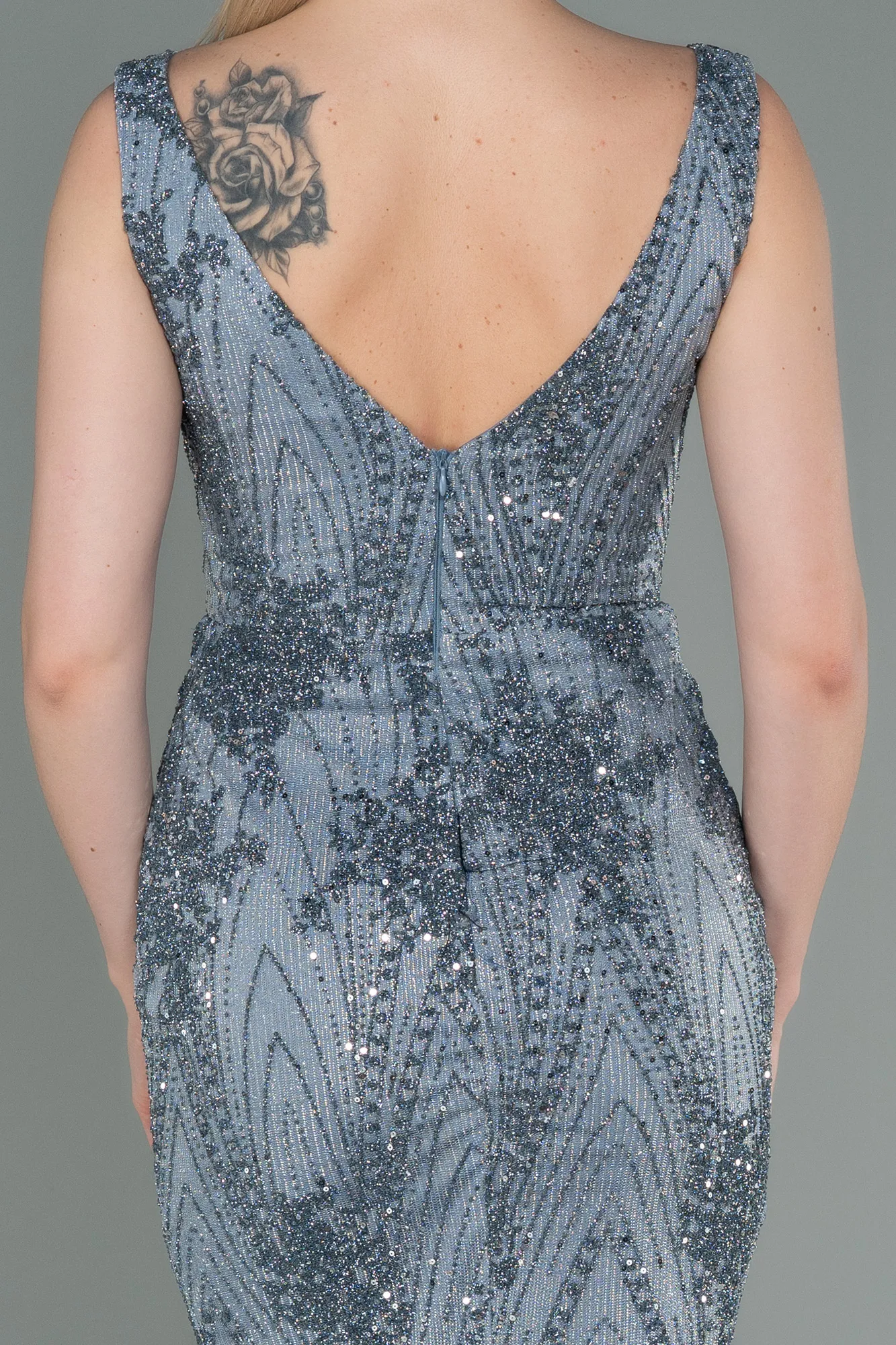 Anthracite-Long Mermaid Prom Dress ABU3178