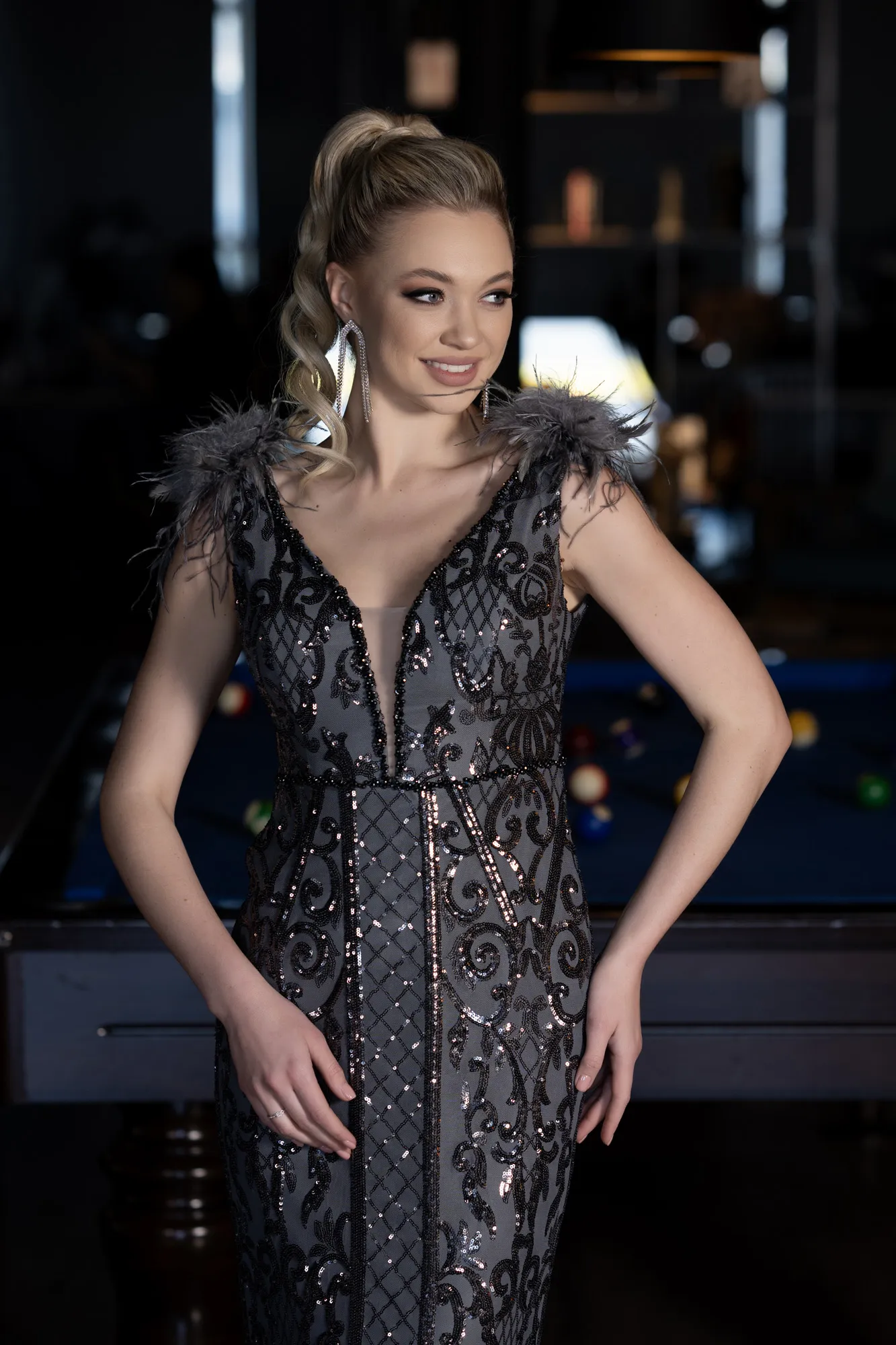 Anthracite-Long Mermaid Prom Dress ABU3669