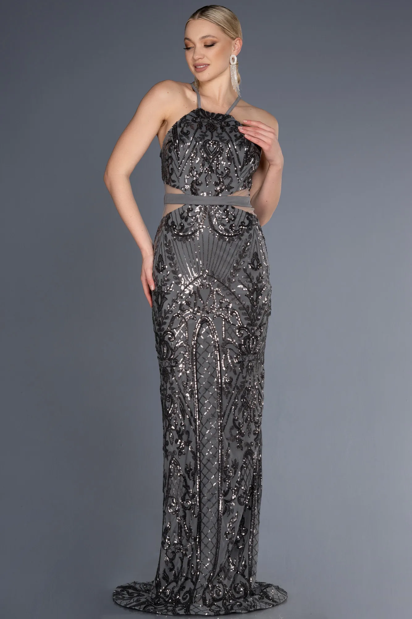 Anthracite-Long Mermaid Prom Dress ABU3670