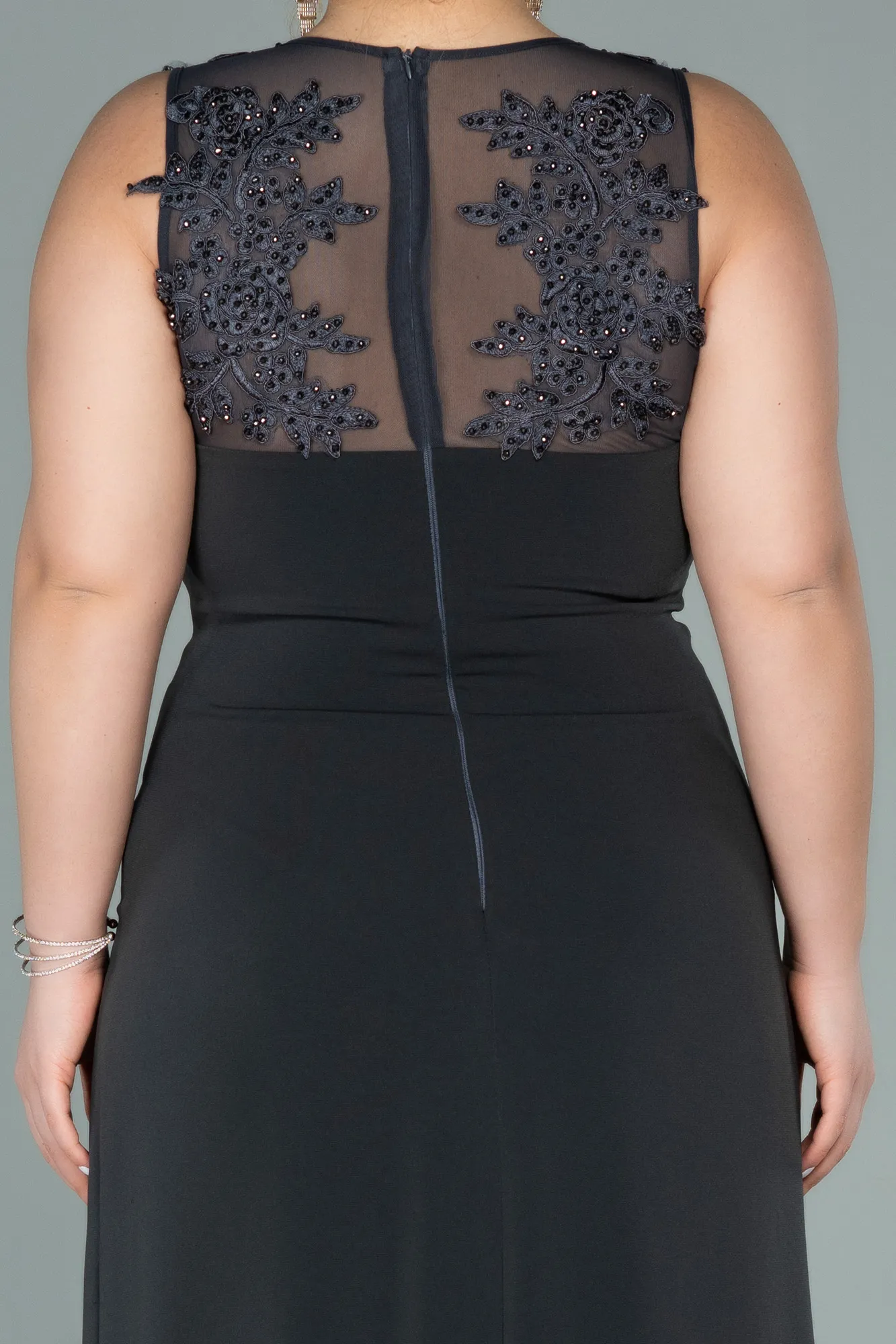 Anthracite-Long Plus Size Evening Dress ABU1870