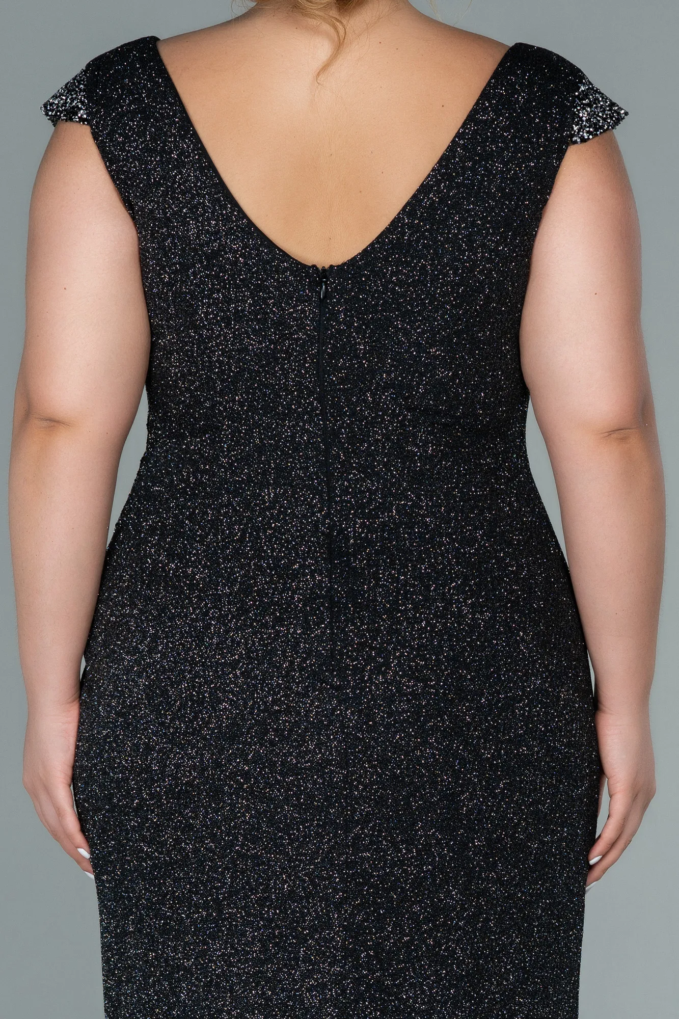 Anthracite-Long Plus Size Evening Dress ABU2438