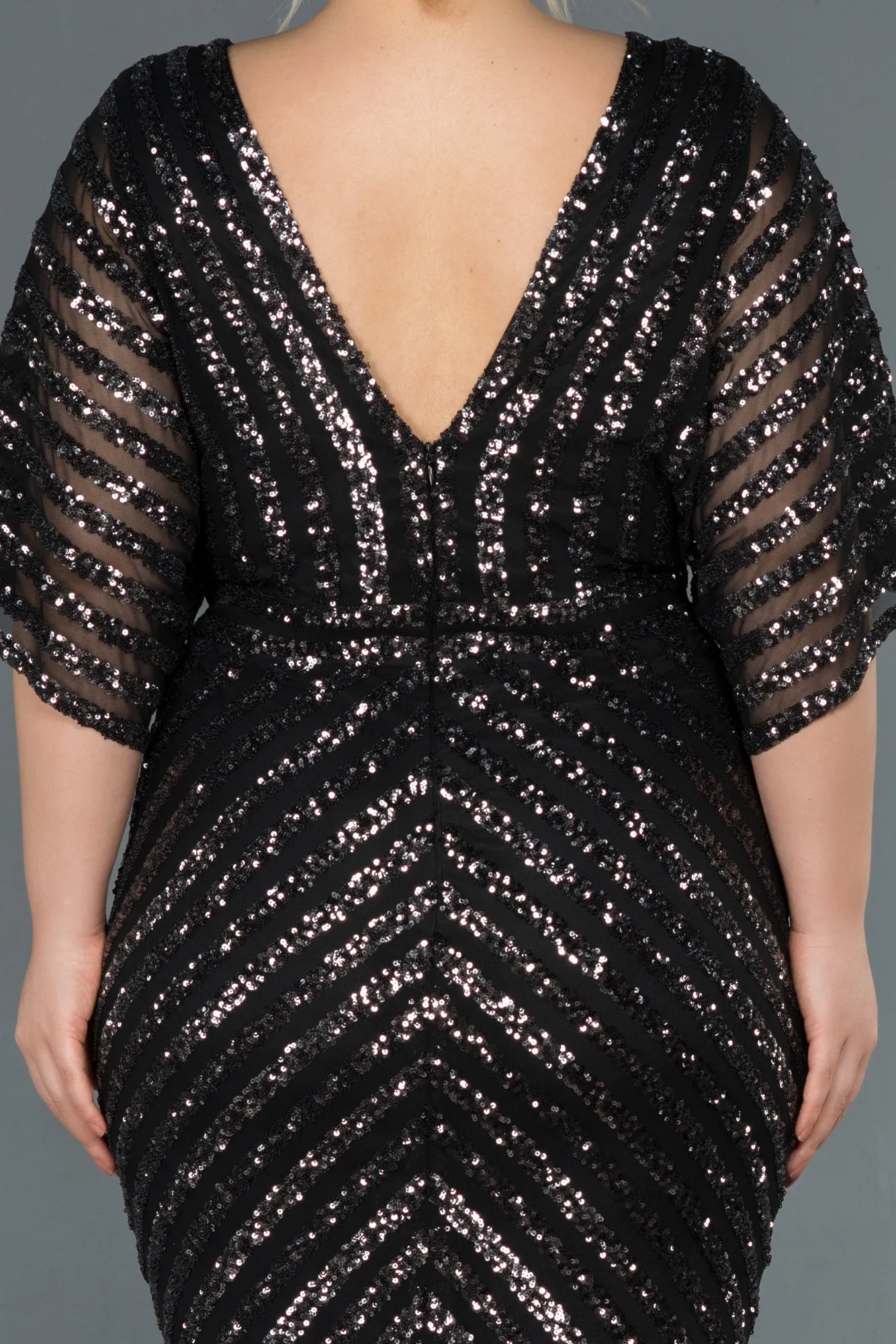 Anthracite-Long Plus Size Evening Dress ABU900