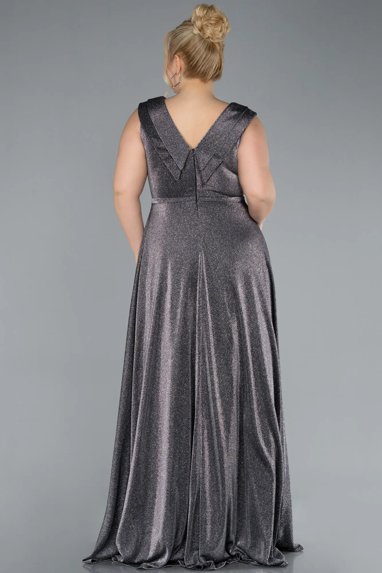 Anthracite-Long Plus Size Evening Gown ABU4718