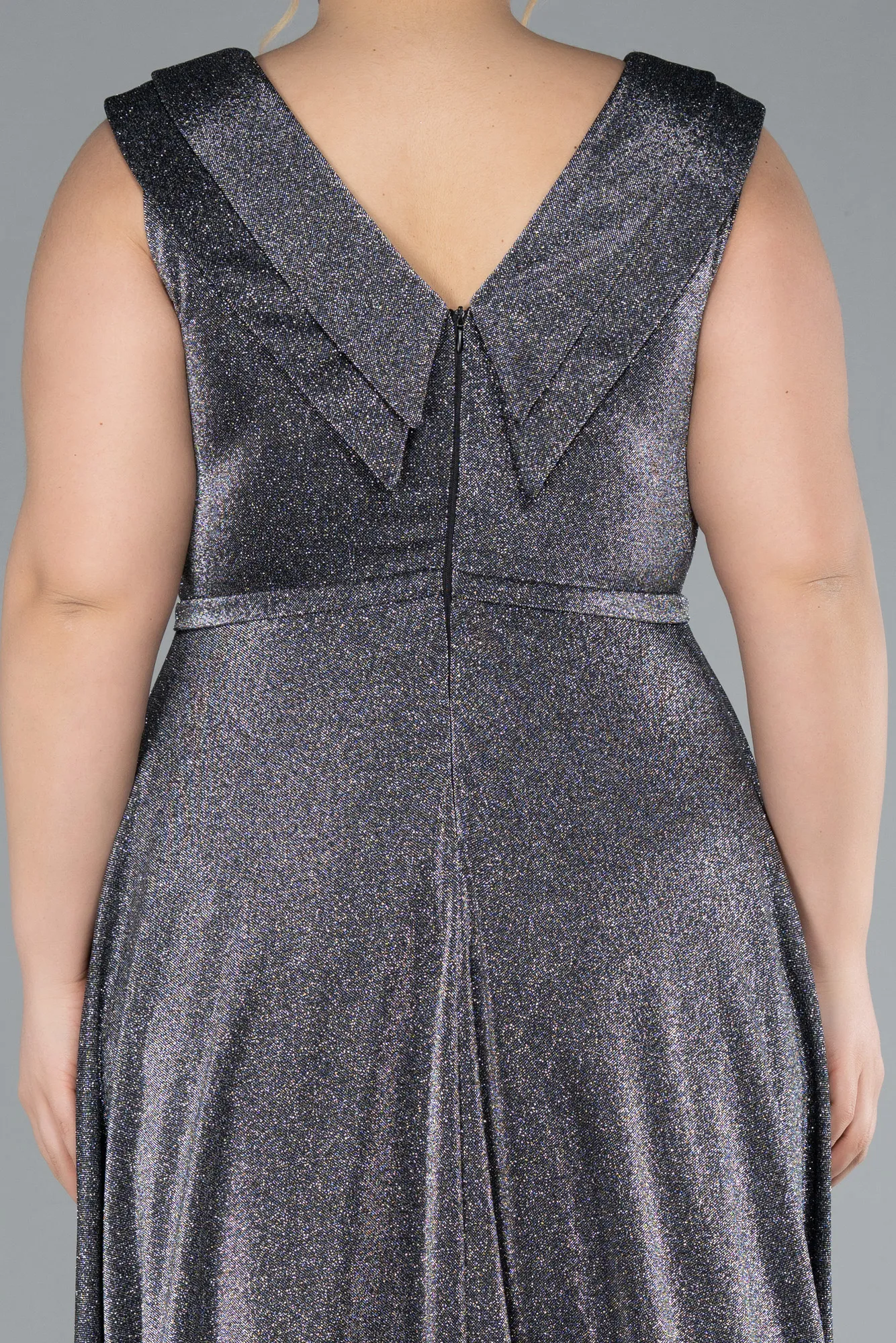 Anthracite-Long Plus Size Evening Gown ABU4718