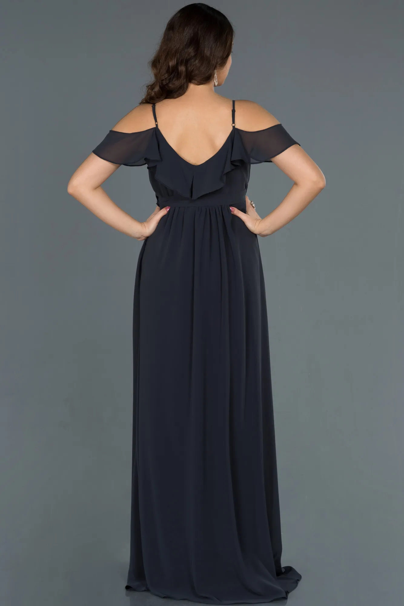 Anthracite-Long Pregnancy Evening Dress ABU744