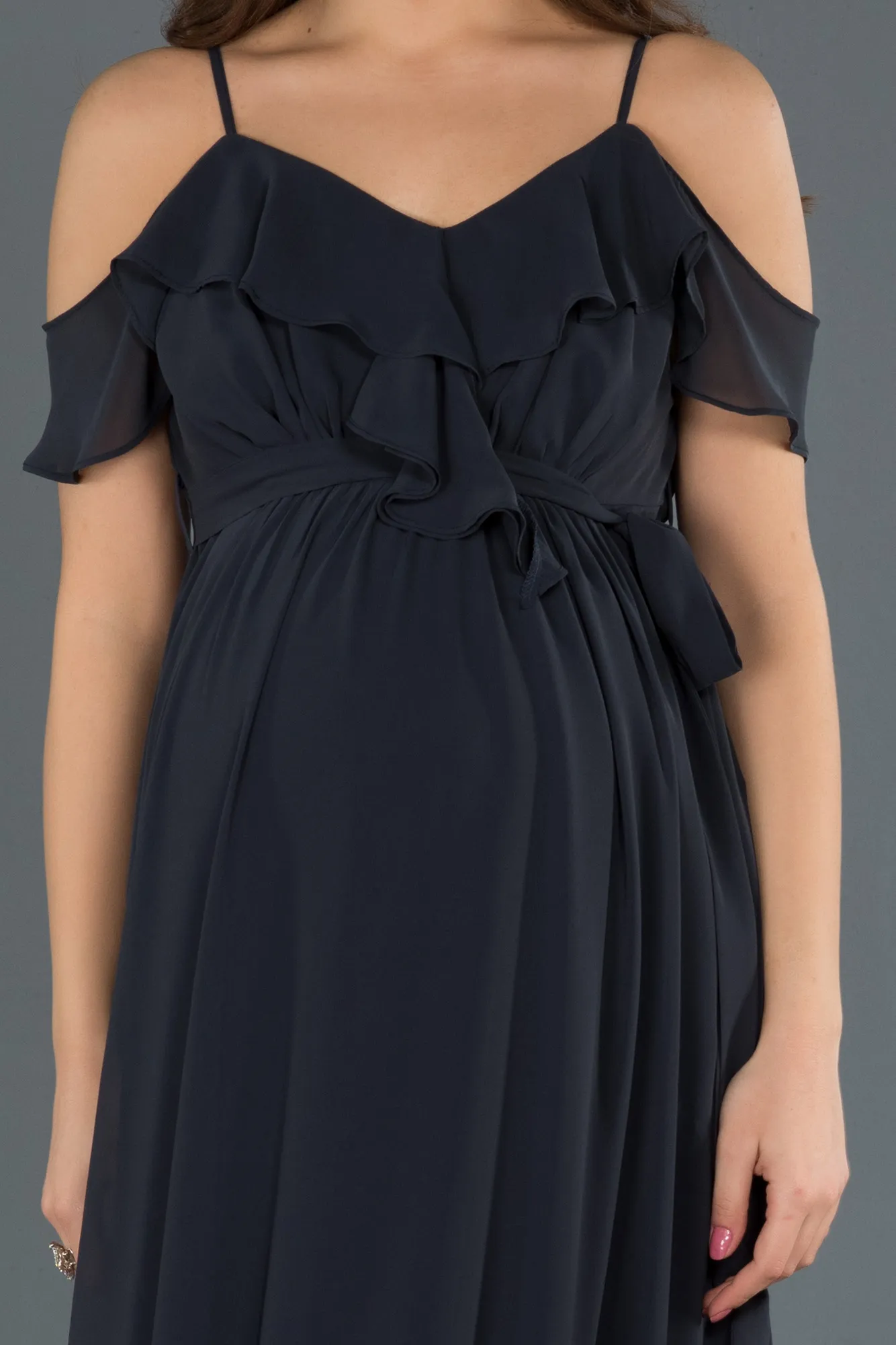Anthracite-Long Pregnancy Evening Dress ABU744