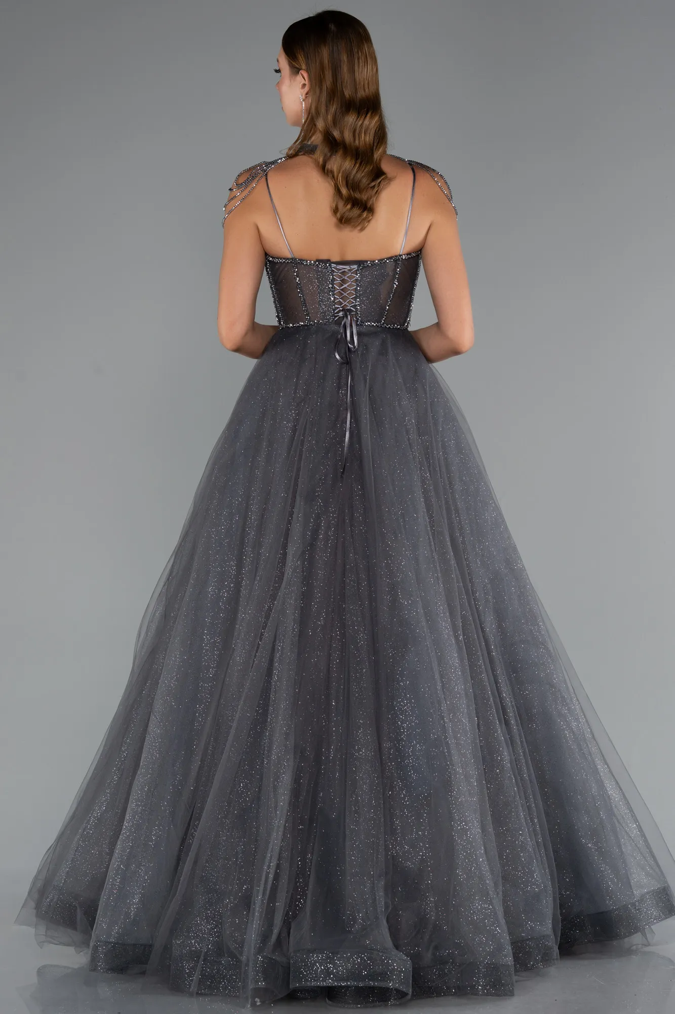 Anthracite-Long Special Design Engagement Dress ABU5583