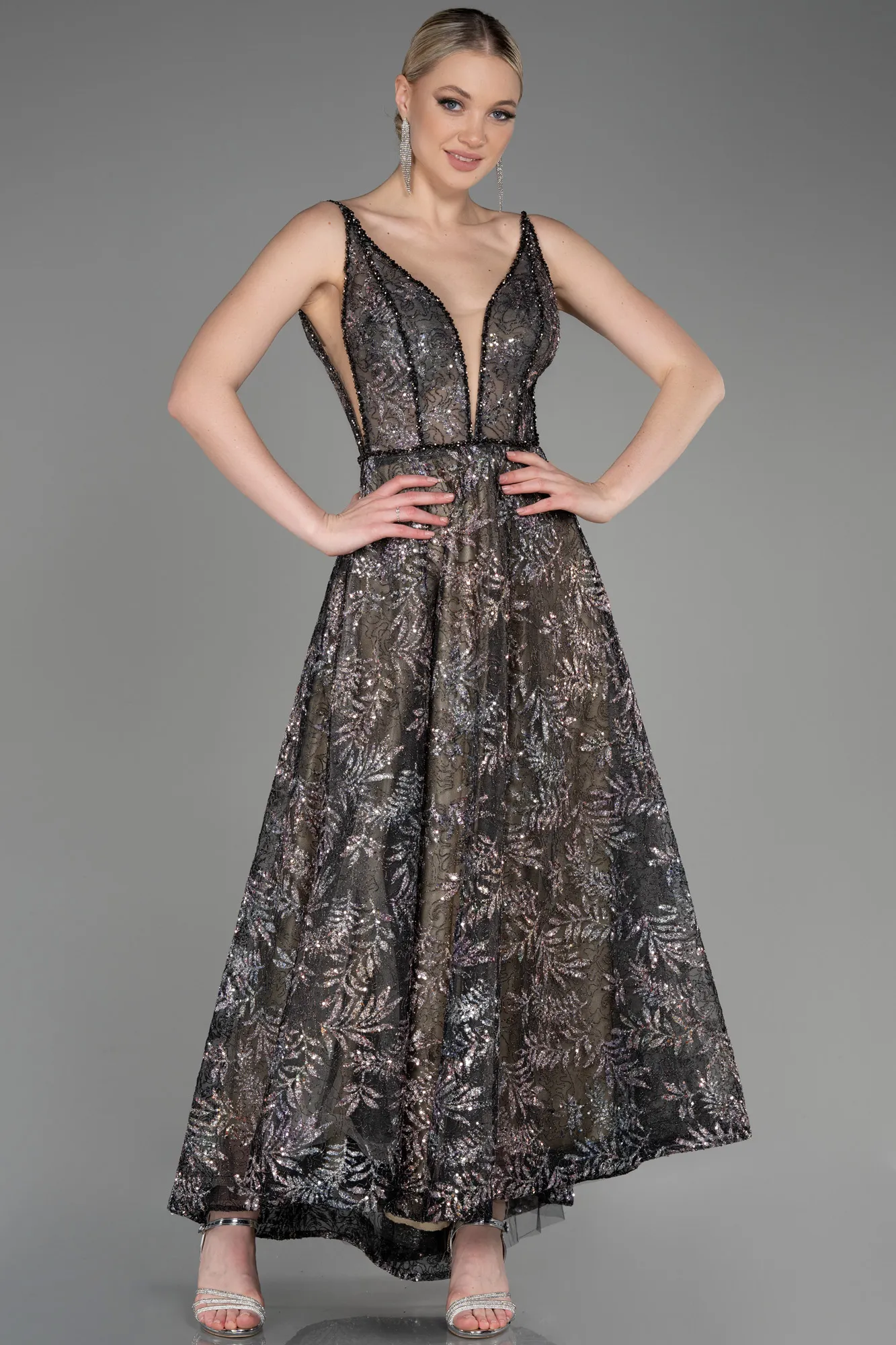 Anthracite-Midi Evening Dress ABK2022