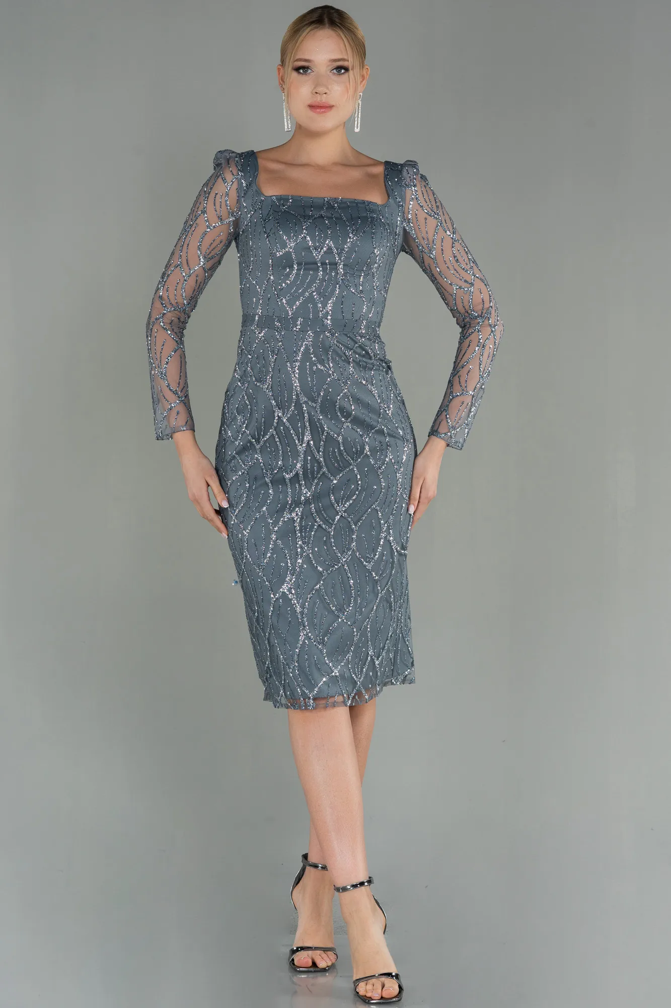 Anthracite-Midi Invitation Dress ABK1720