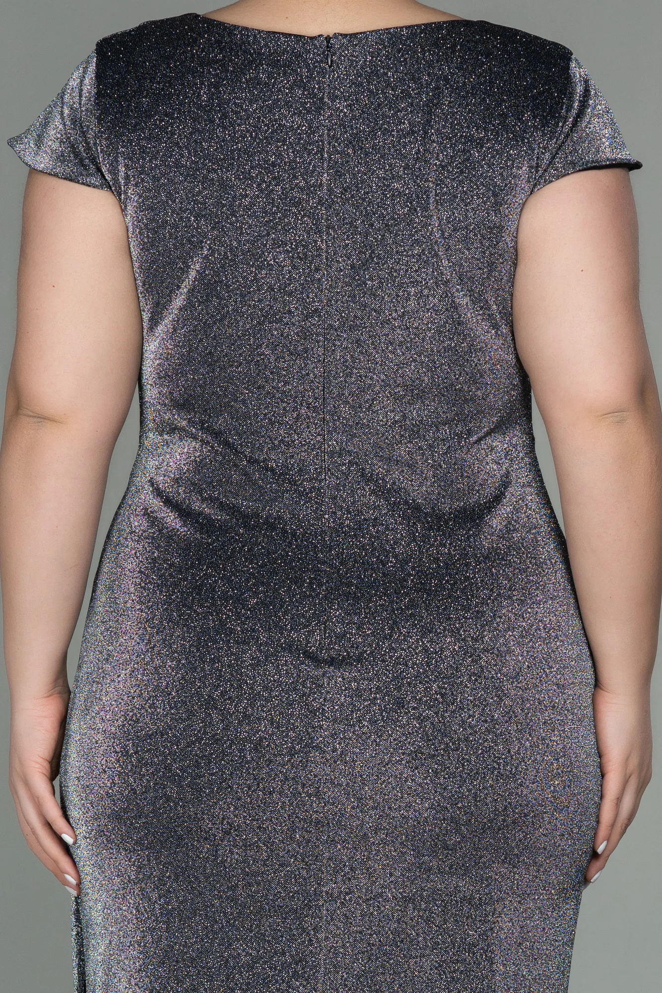 Anthracite-Short Plus Size Evening Dress ABK1583