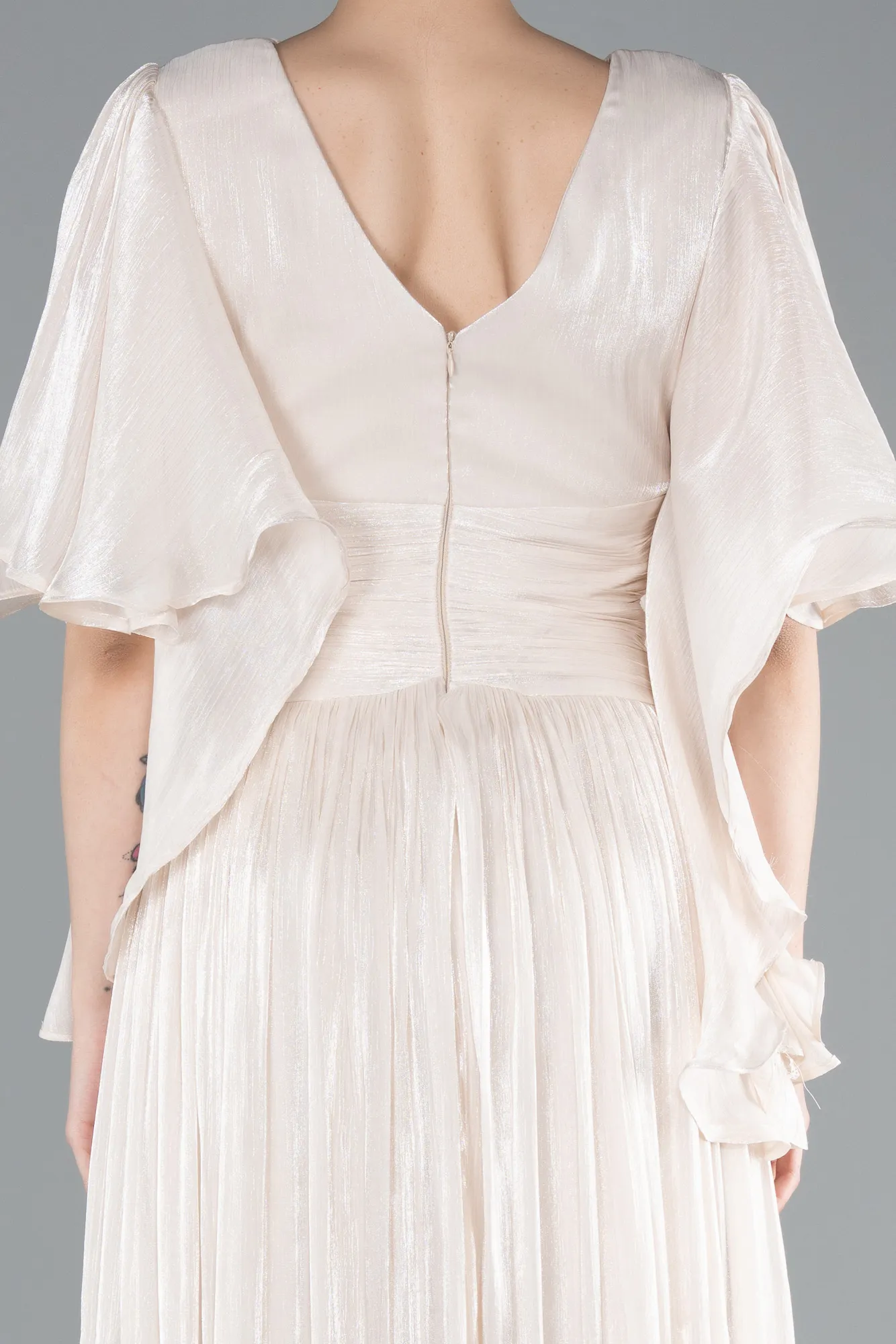 Beige-Long Chiffon Evening Dress ABU4922