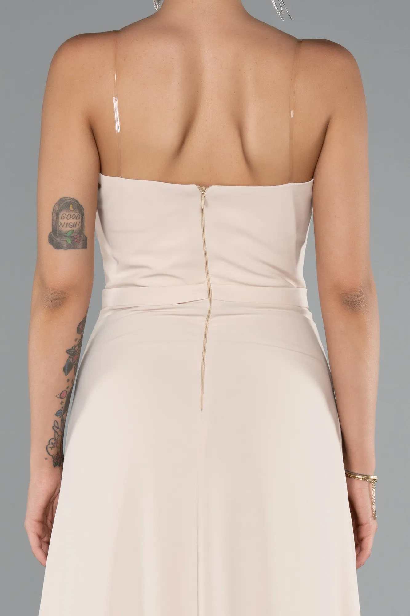 Beige-Long Chiffon Prom Gown ABU5108