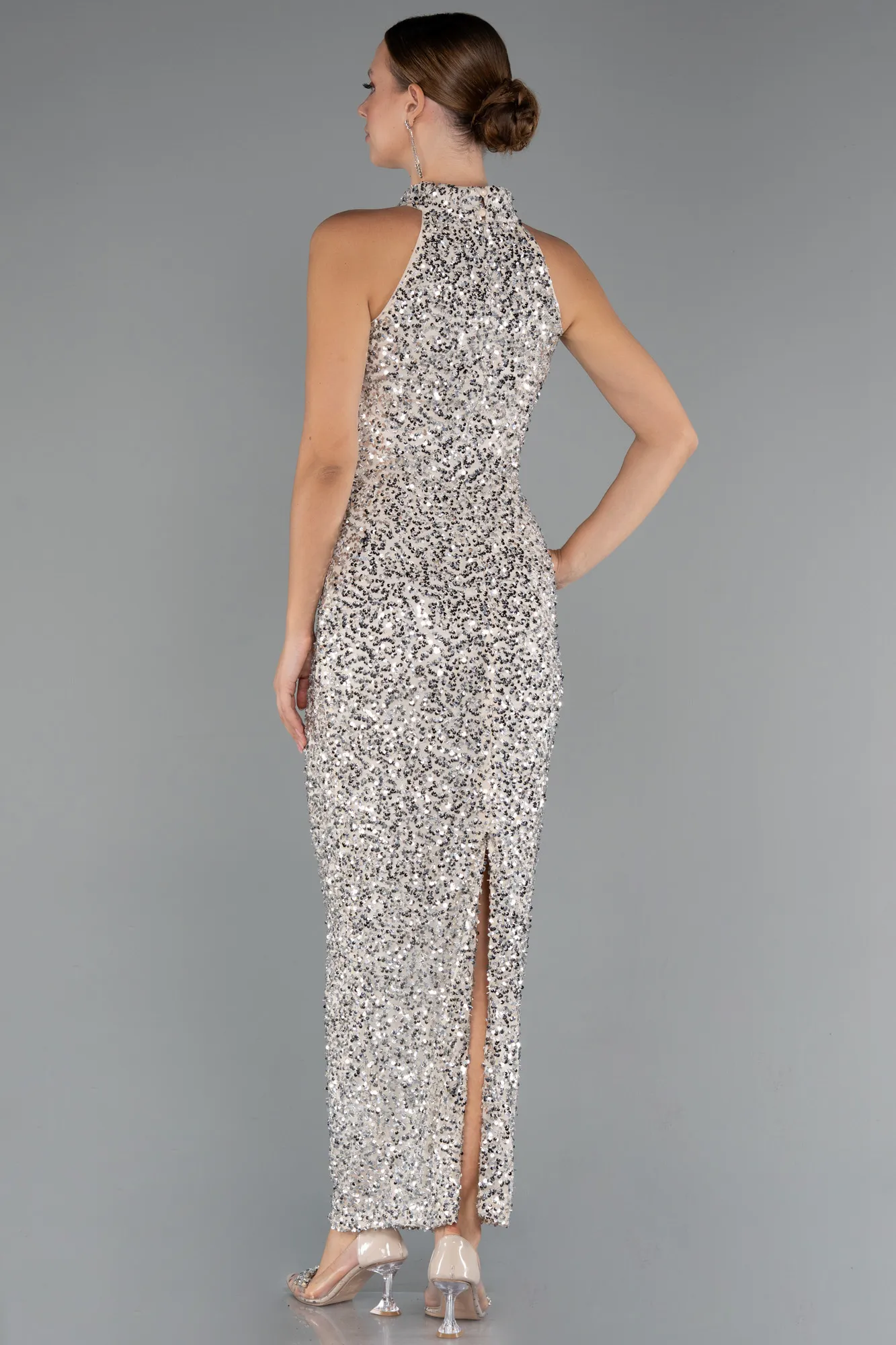 Beige-Long Evening Dress ABK2474