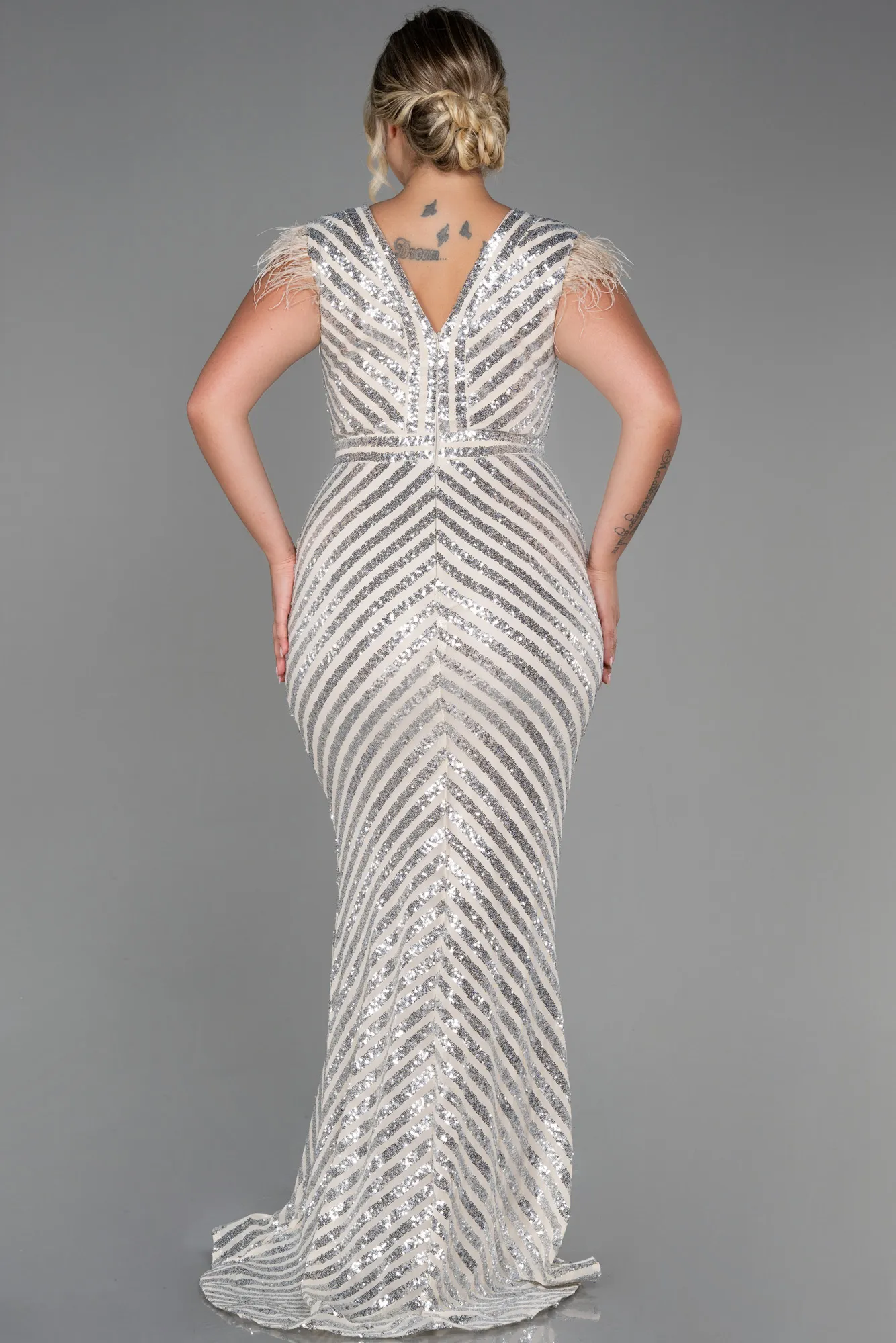 Beige-Long Evening Dress ABU1044