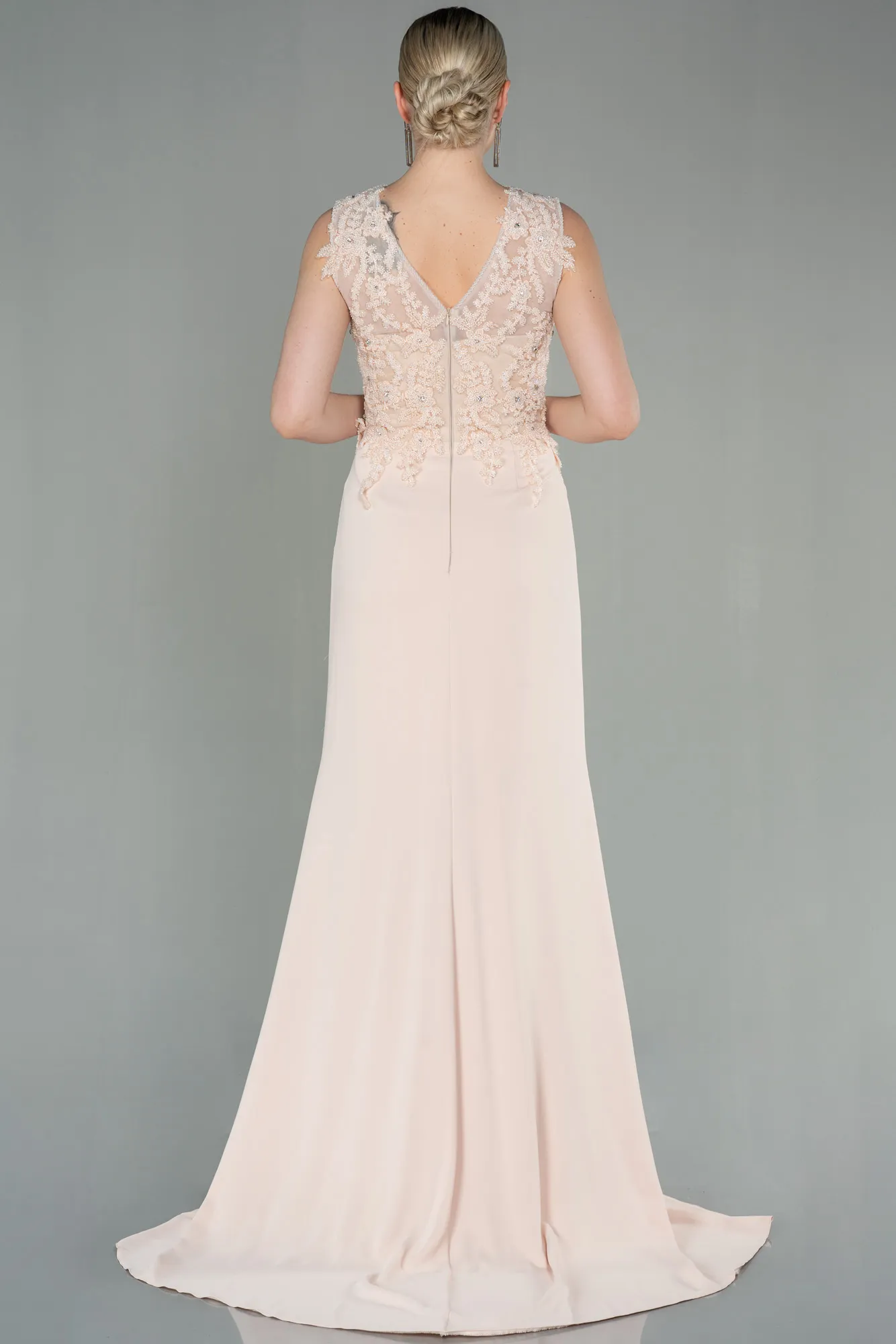 Beige-Long Evening Dress ABU2950