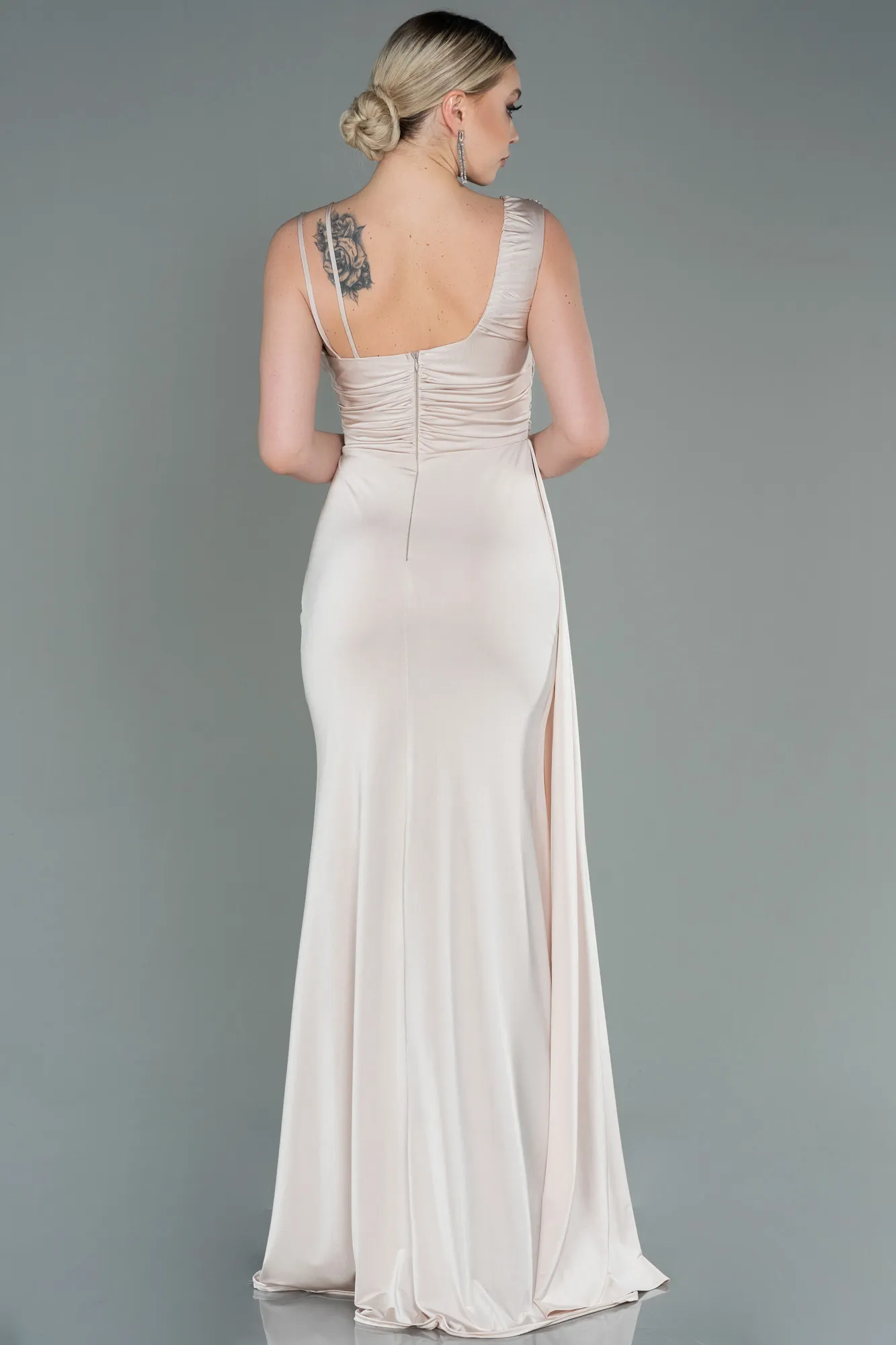 Beige-Long Evening Dress ABU3000
