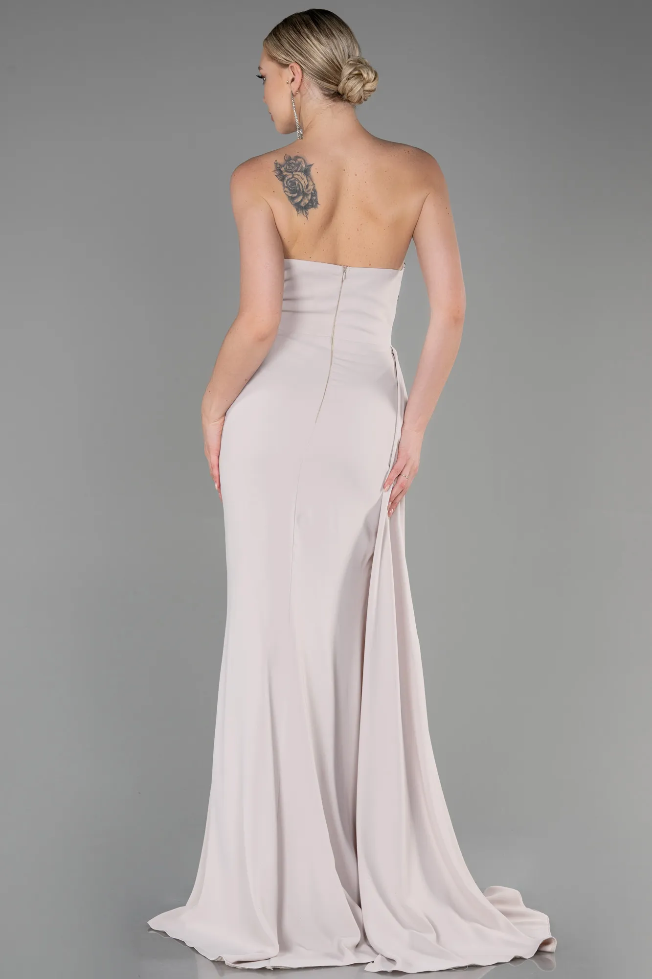Beige-Long Evening Dress ABU3069