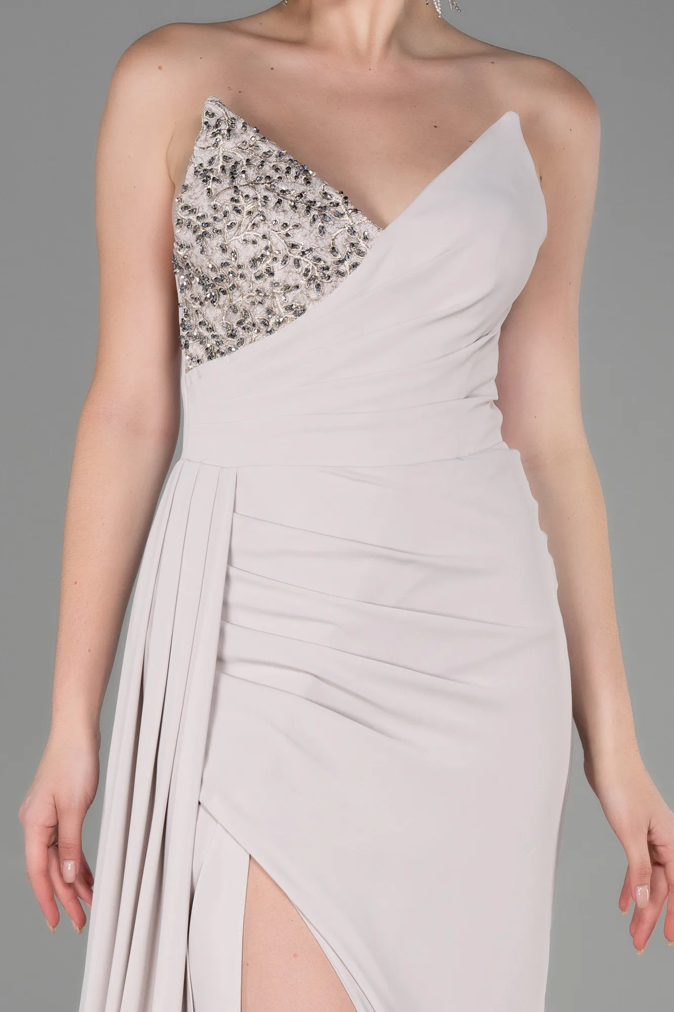 Beige-Long Evening Dress ABU3069