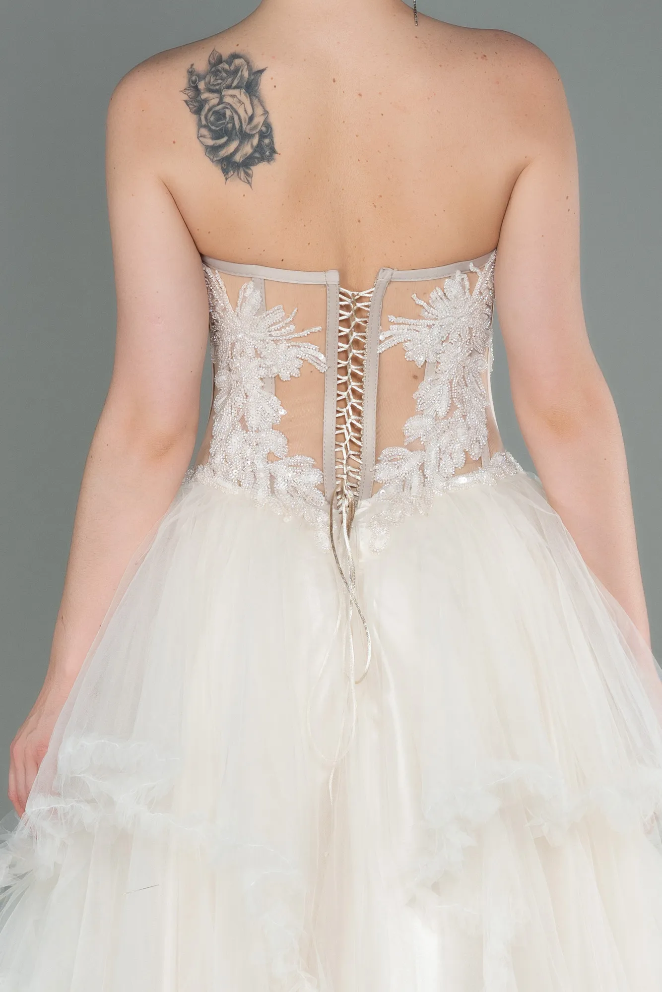 Beige-Long Evening Dress ABU3082