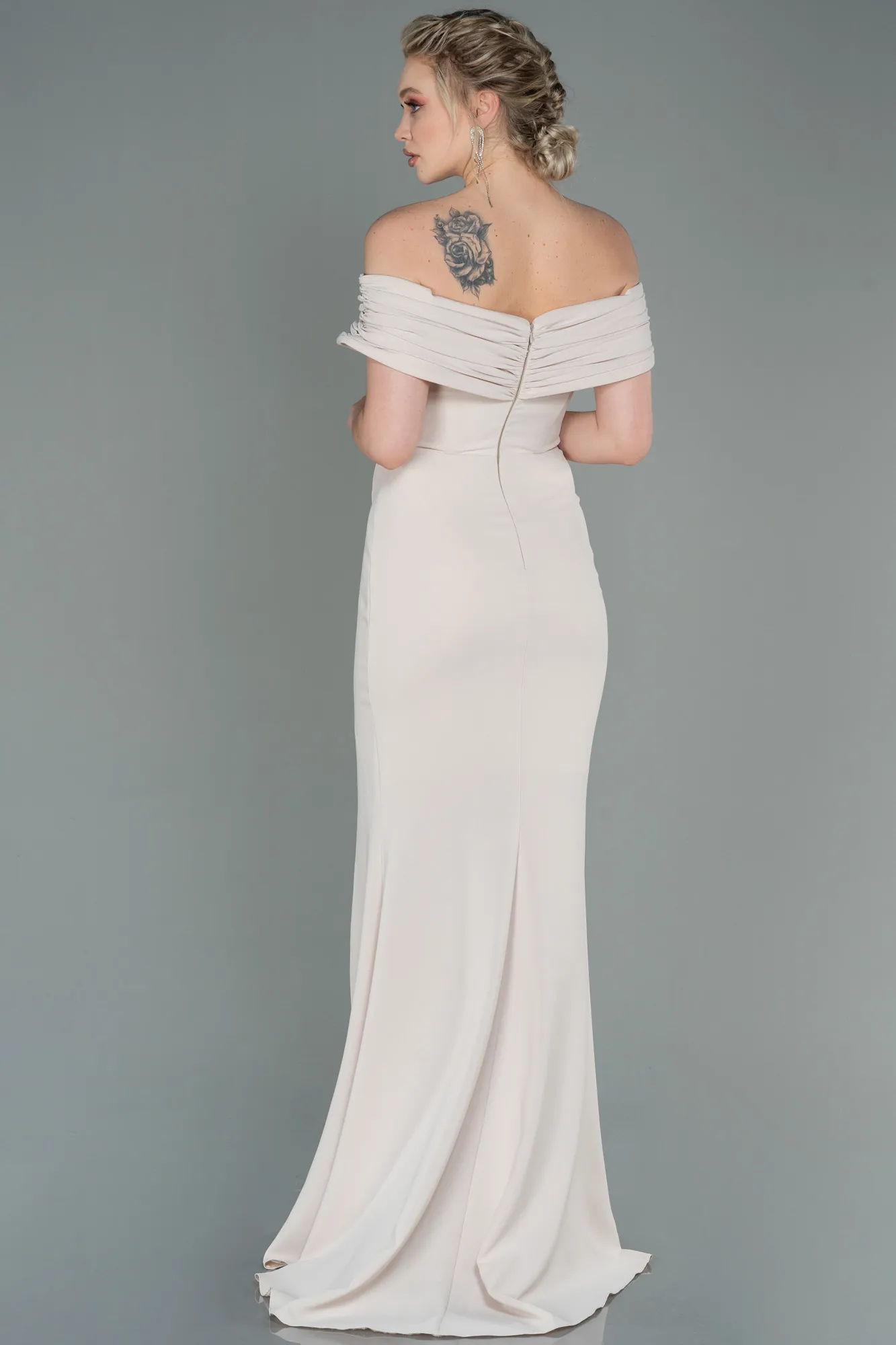Beige-Long Evening Dress ABU3156