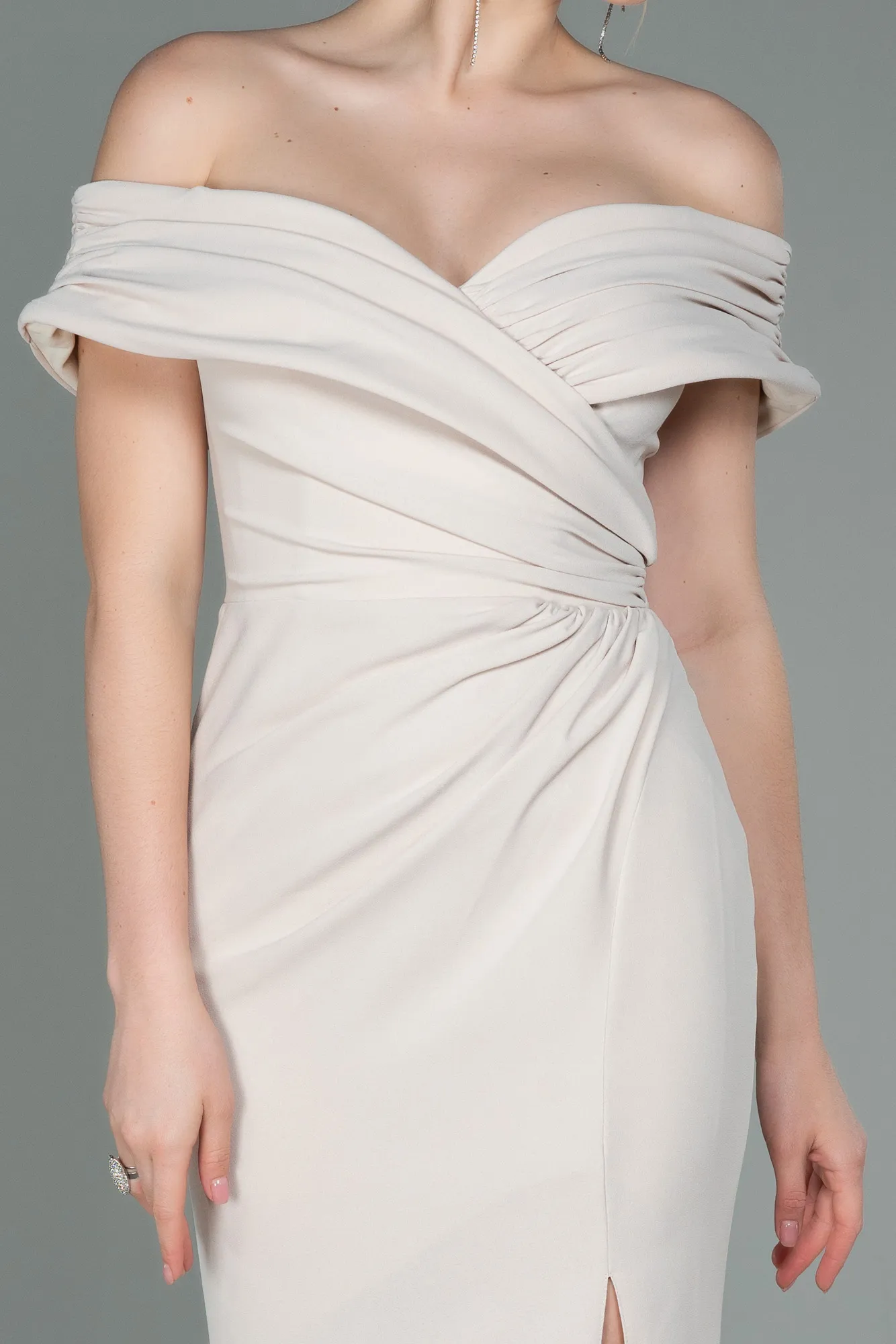 Beige-Long Evening Dress ABU3156