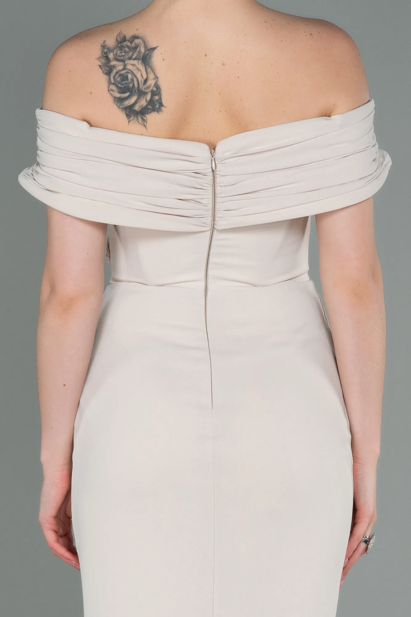 Beige-Long Evening Dress ABU3156