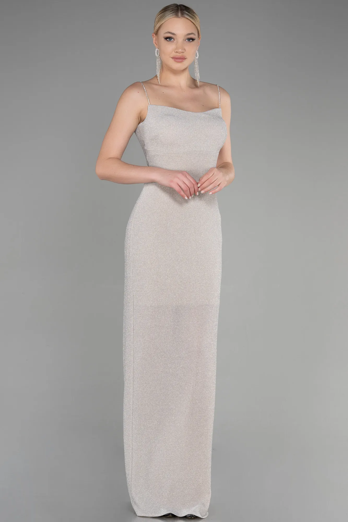 Beige-Long Evening Dress ABU3475
