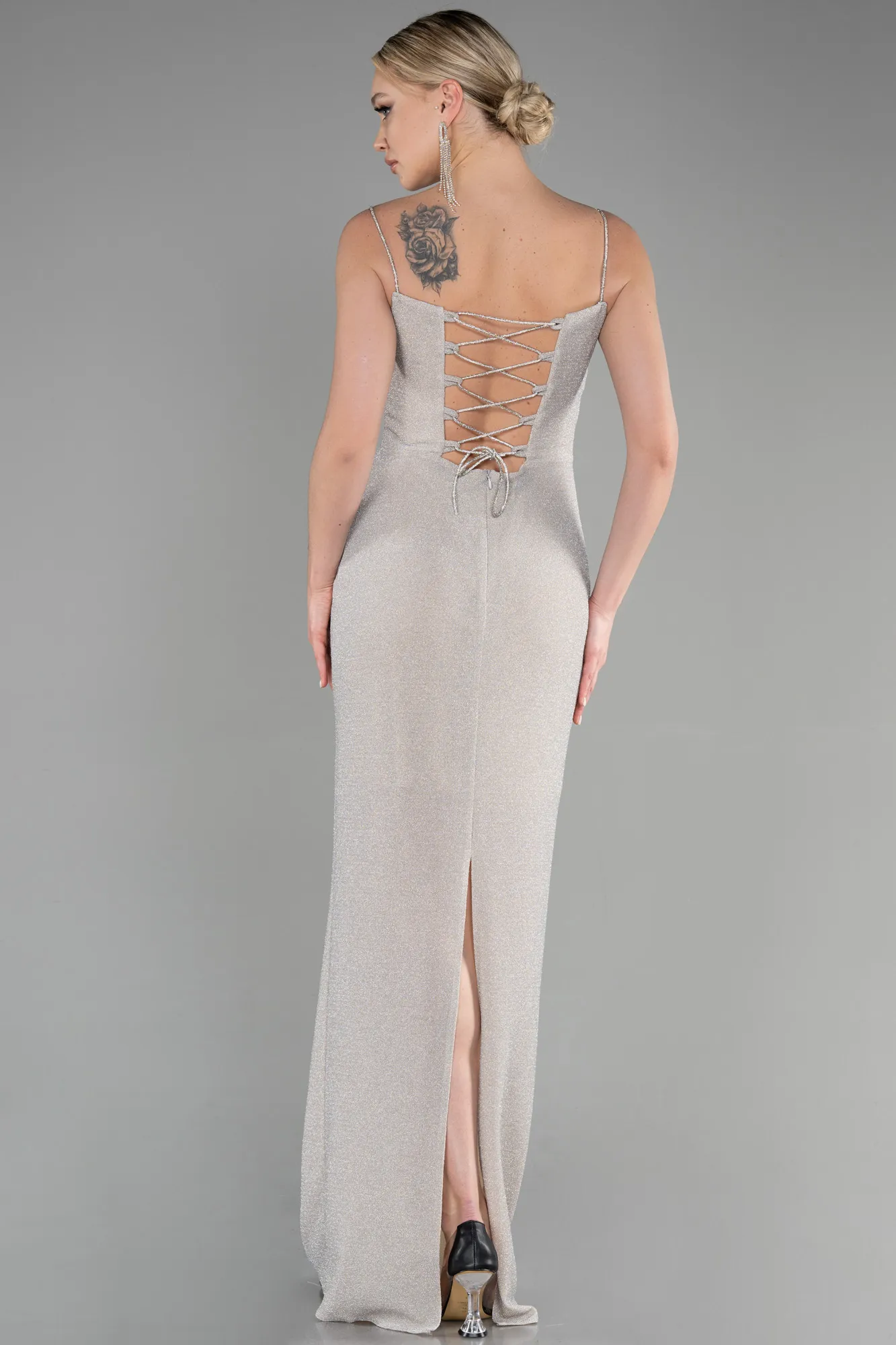 Beige-Long Evening Dress ABU3475