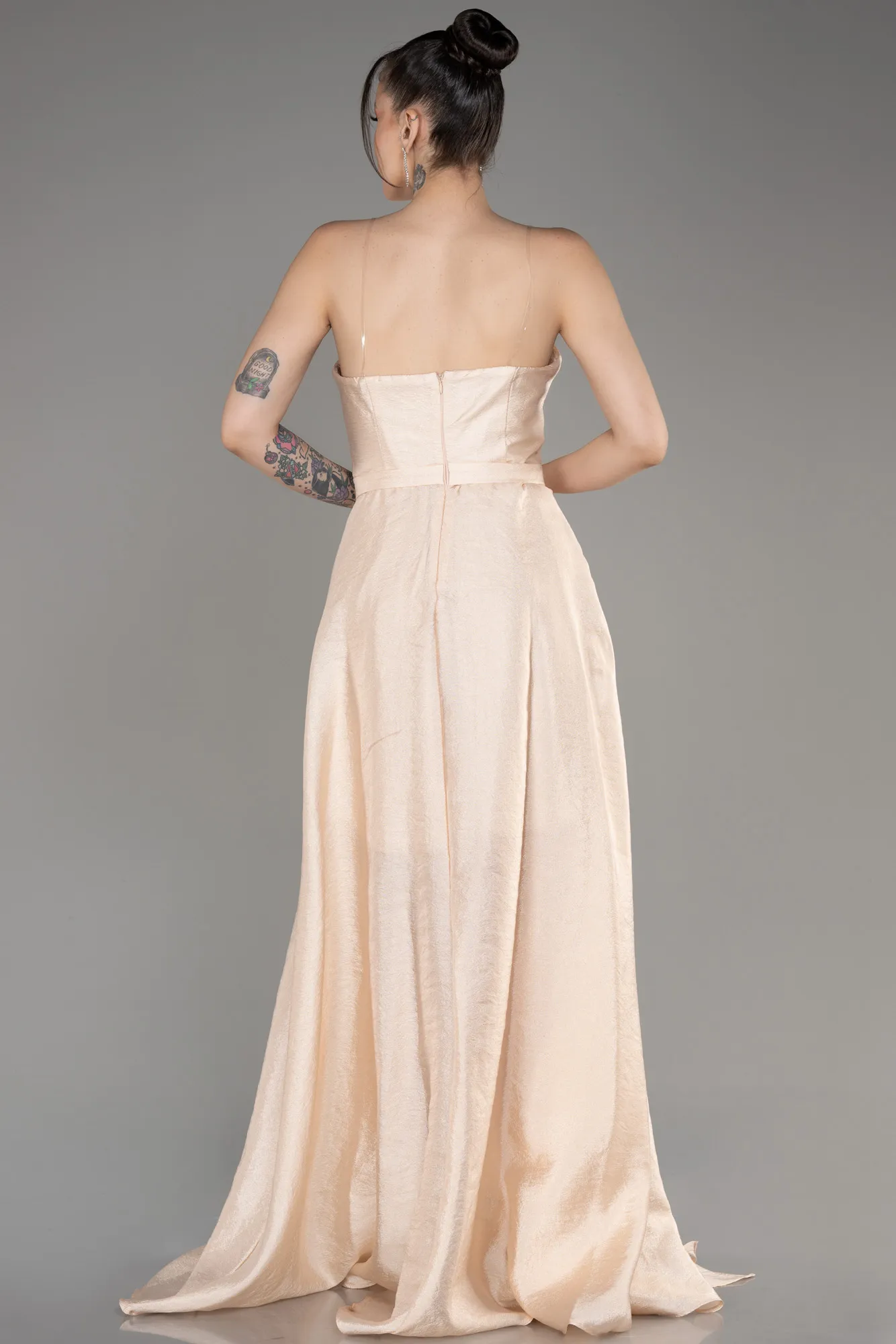 Beige-Long Evening Dress ABU3800