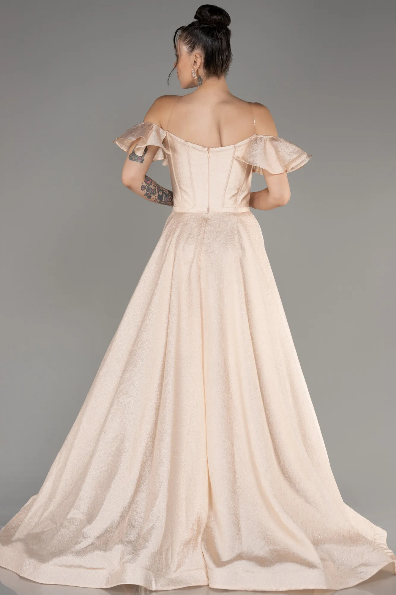 Beige-Long Evening Dress ABU3884