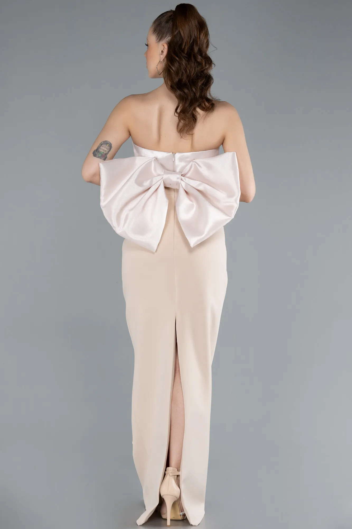 Beige-Long Evening Dress ABU4716