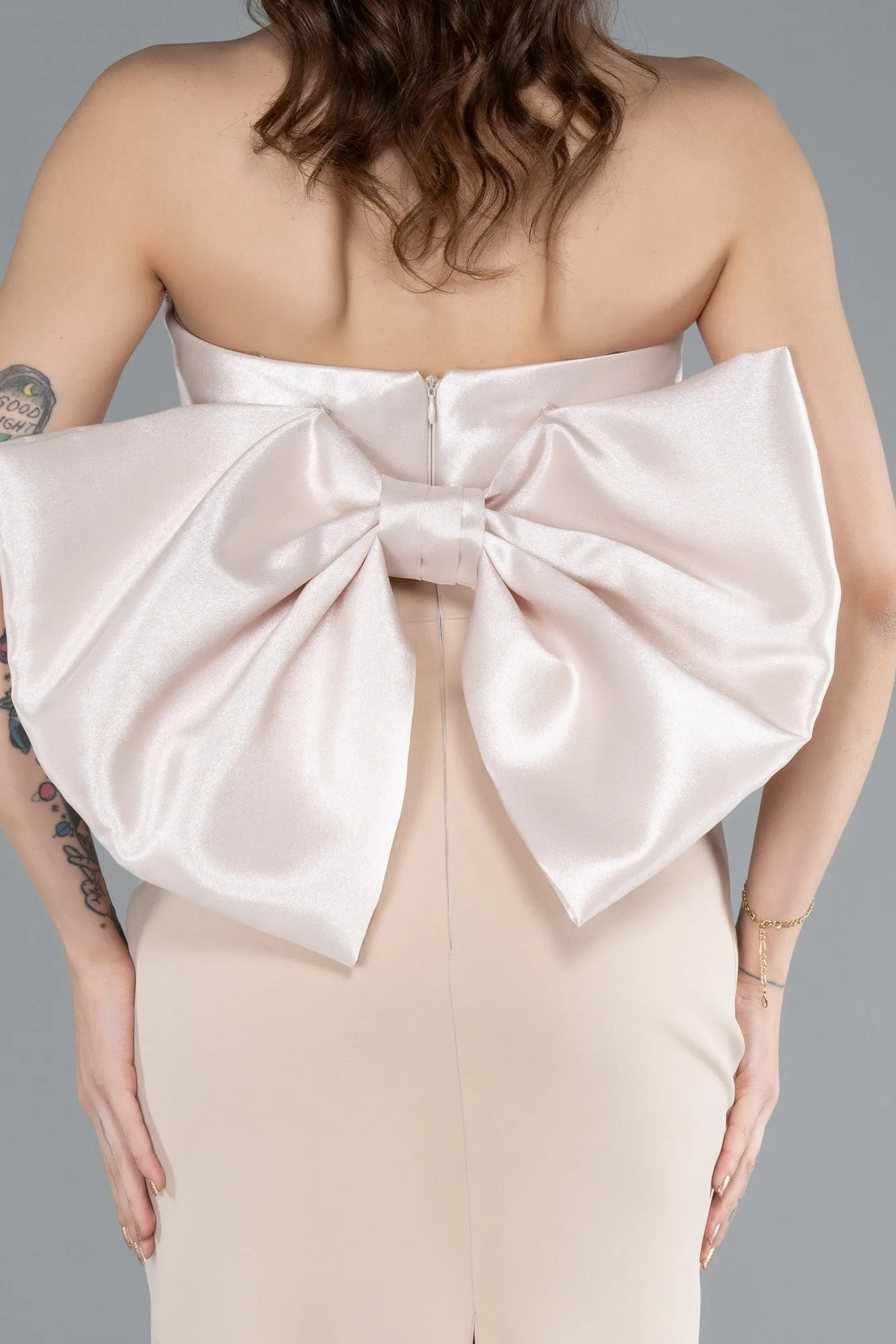 Beige-Long Evening Dress ABU4716