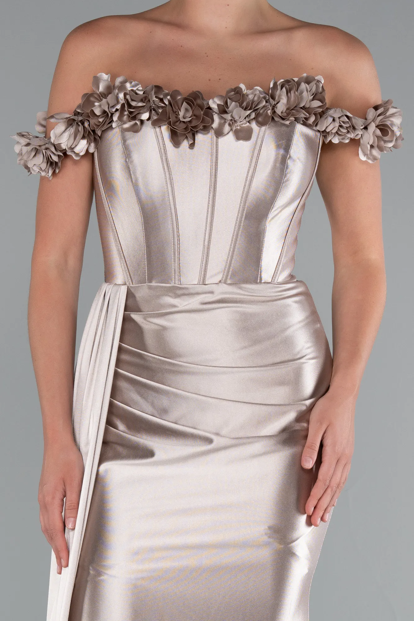 Beige-Long Evening Dress ABU4903