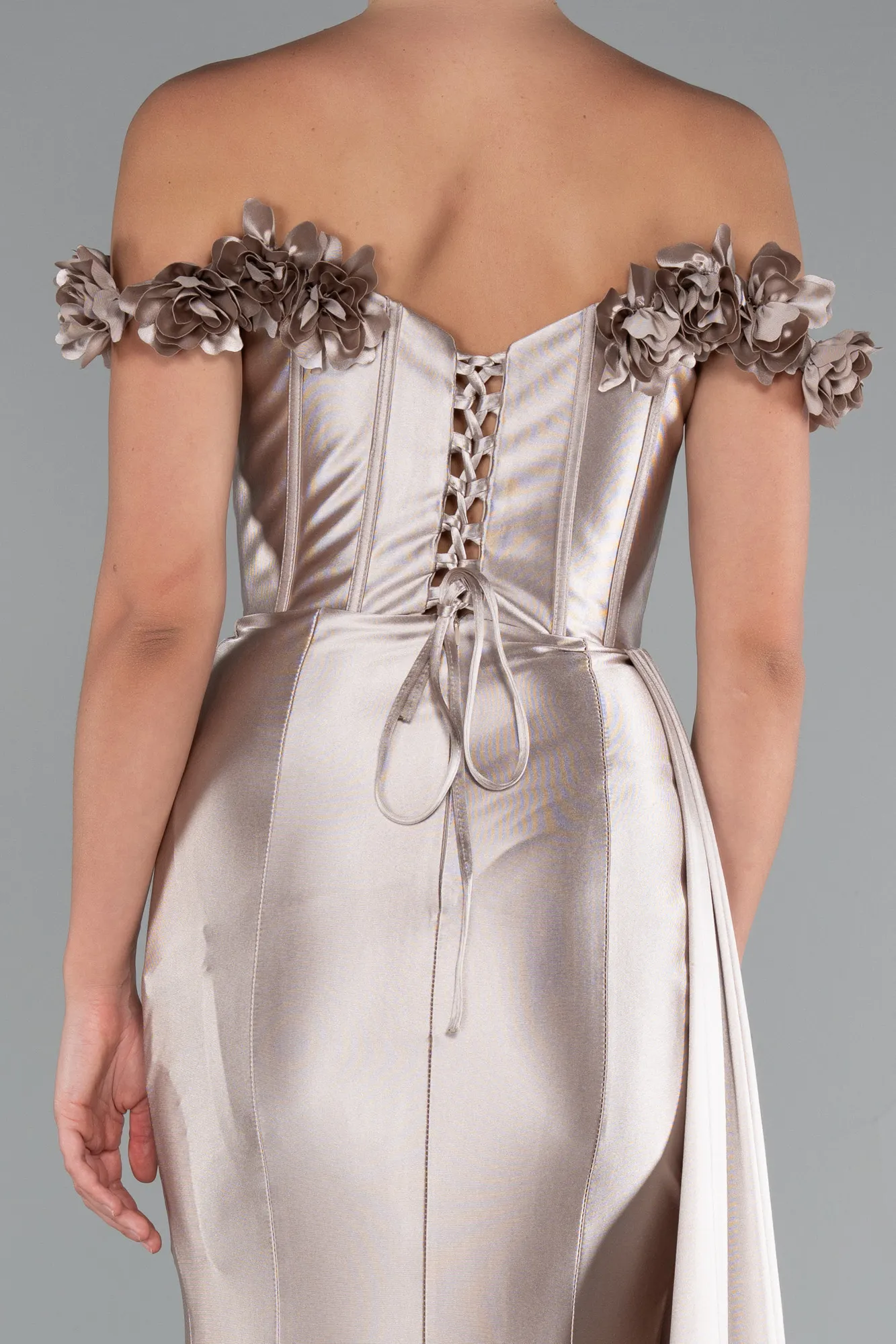 Beige-Long Evening Dress ABU4903