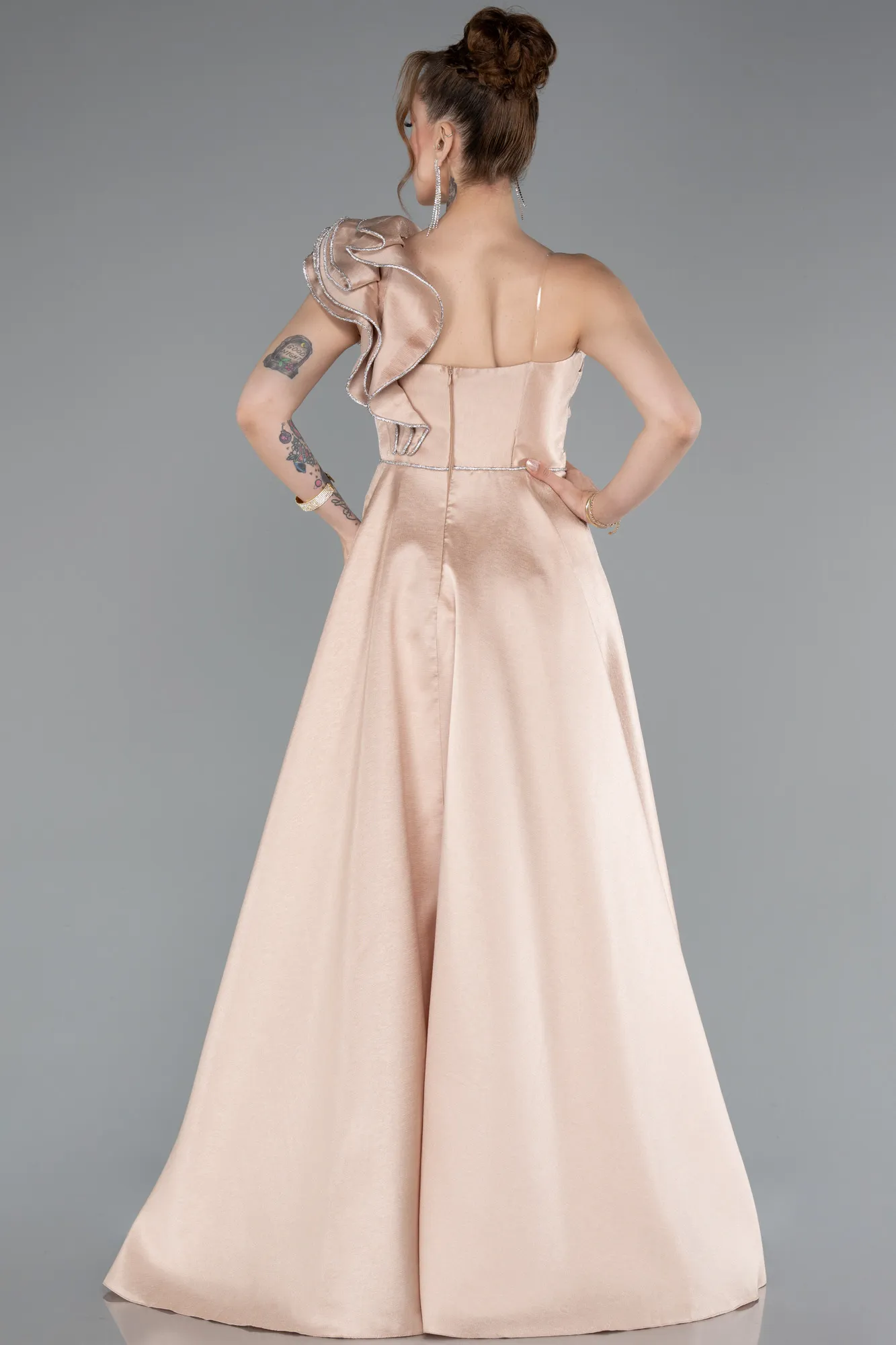 Beige-Long Evening Dress ABU4989