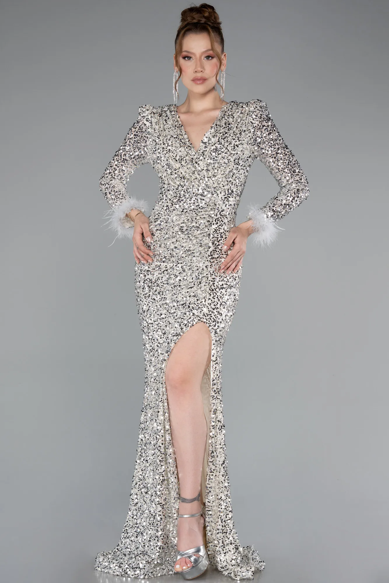 Beige-Long Evening Dress ABU4999