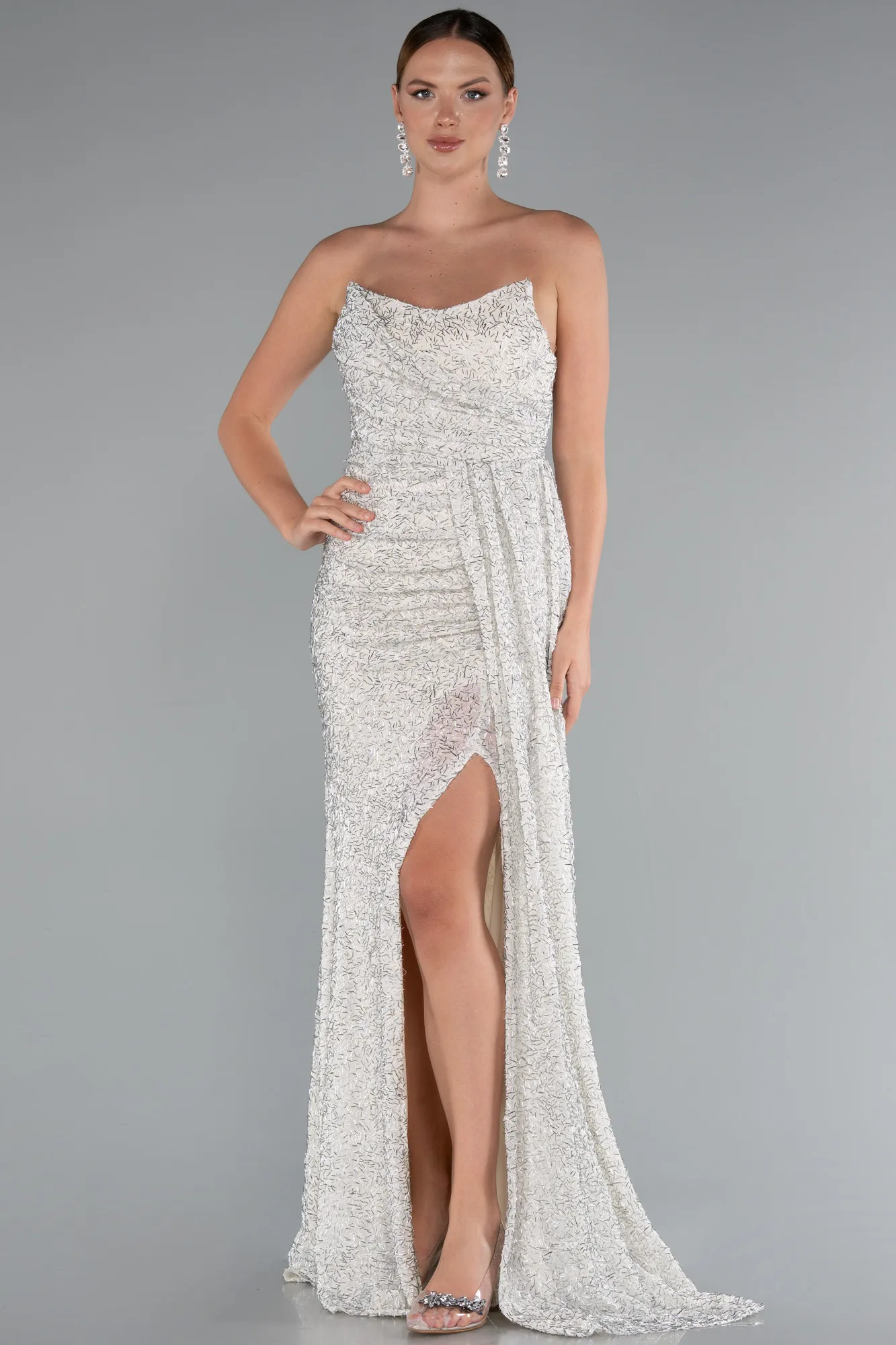 Beige-Long Evening Dress ABU5062