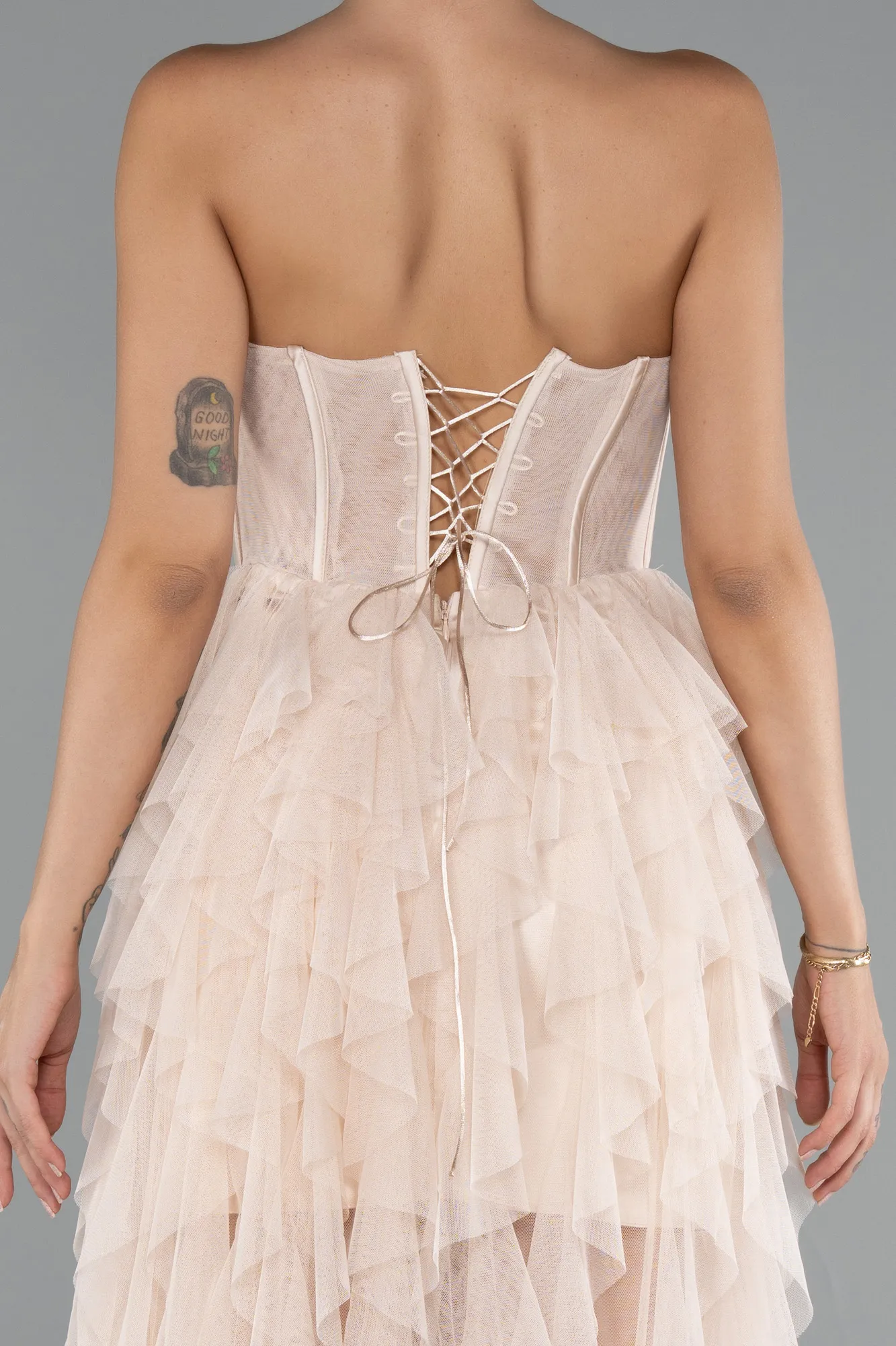 Beige-Long Evening Dress ABU5071