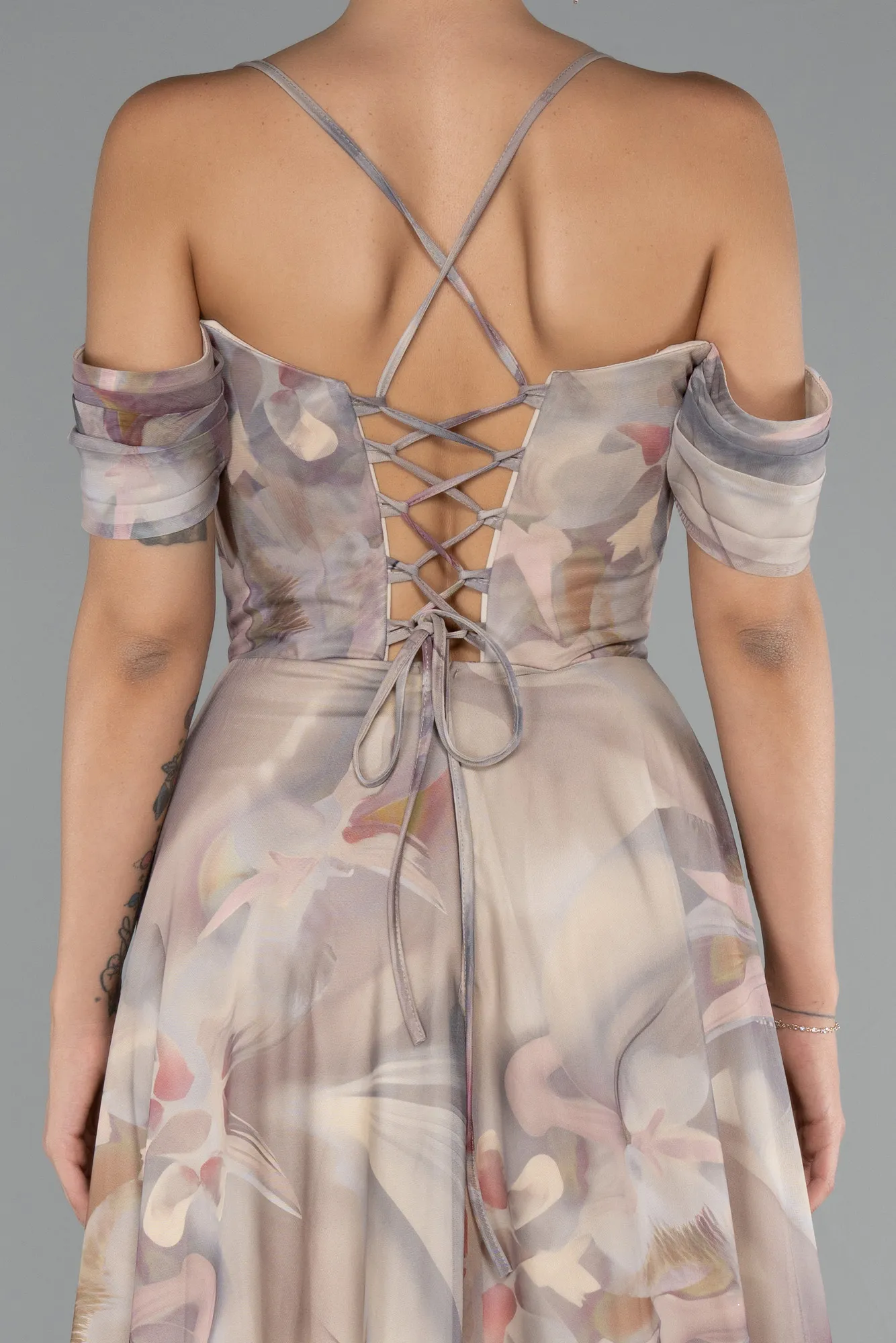 Beige-Long Evening Dress ABU5148