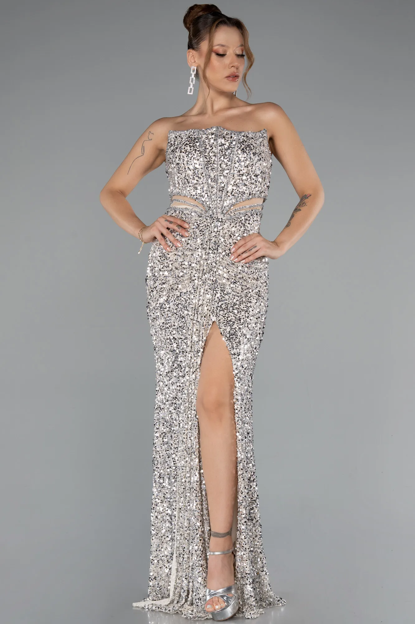 Beige-Long Evening Dress ABU5185