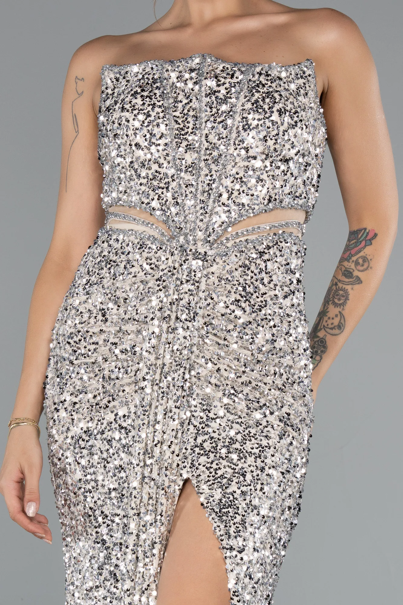 Beige-Long Evening Dress ABU5185