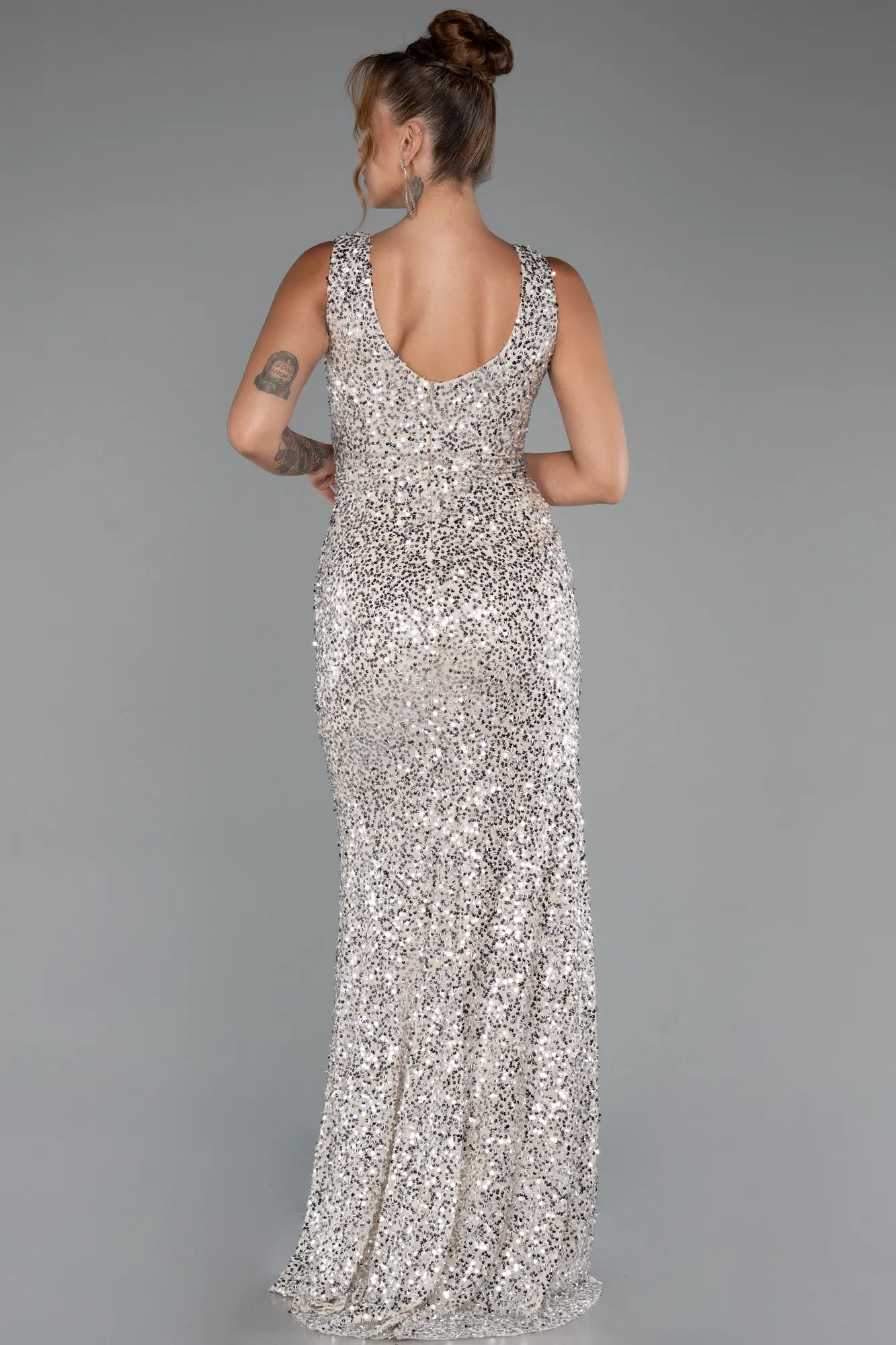 Beige-Long Evening Dress ABU5281