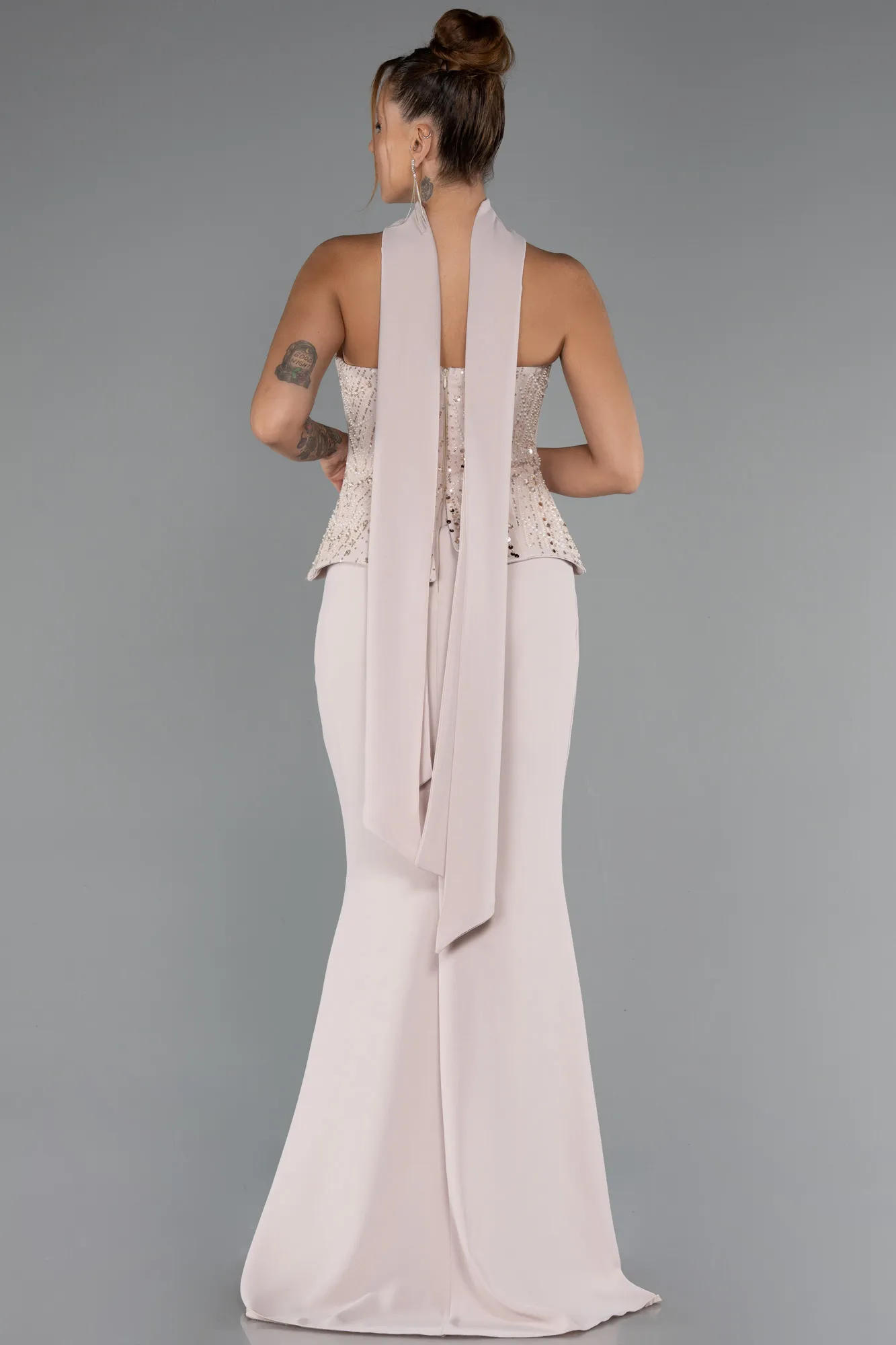 Beige-Long Evening Dress ABU5320